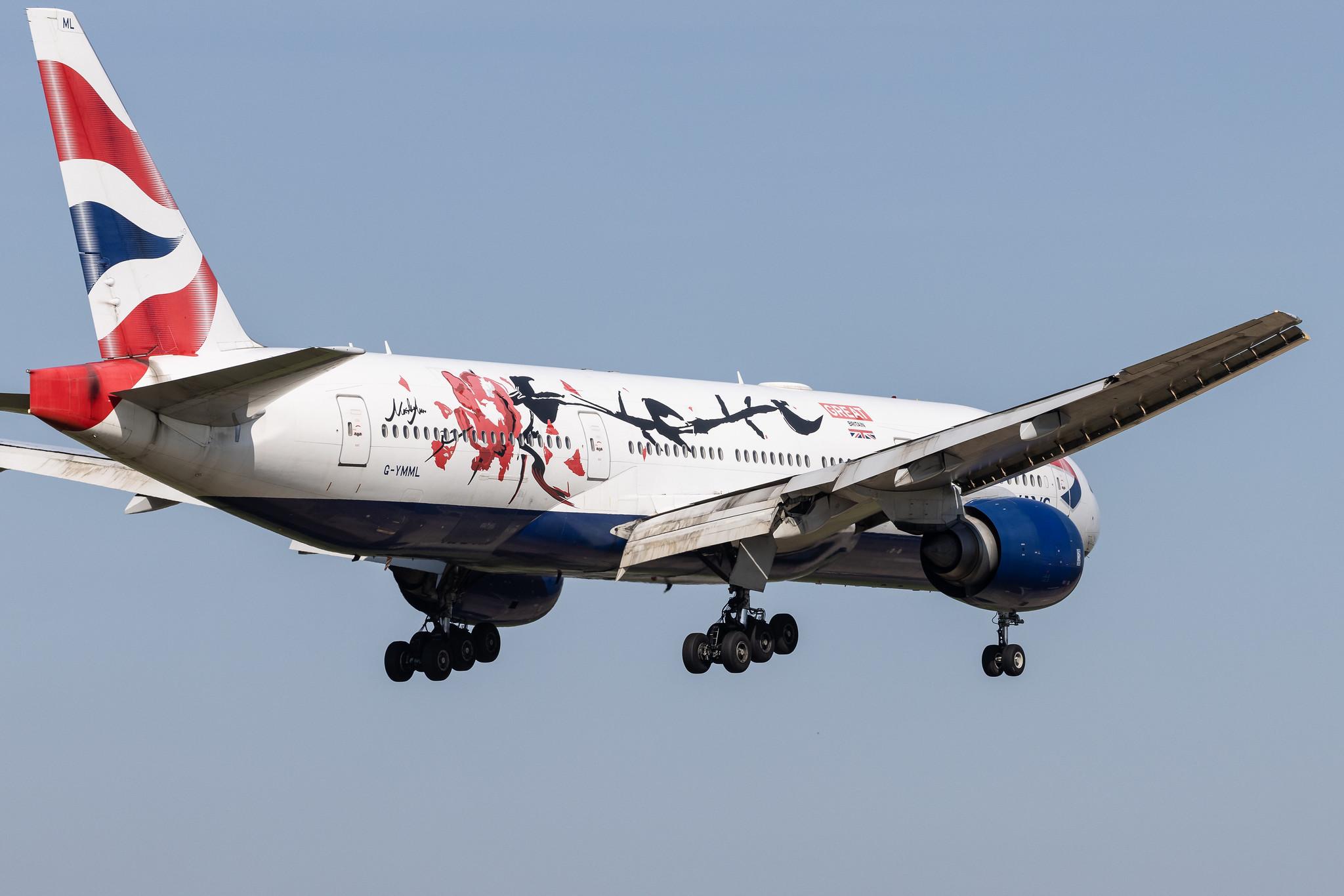 London Heathrow: British Airways (BA / BAW) |  Livery: GREAT Festival of Creativity |  Boeing 777-236(ER) B772 | G-YMML | MSN 30313
