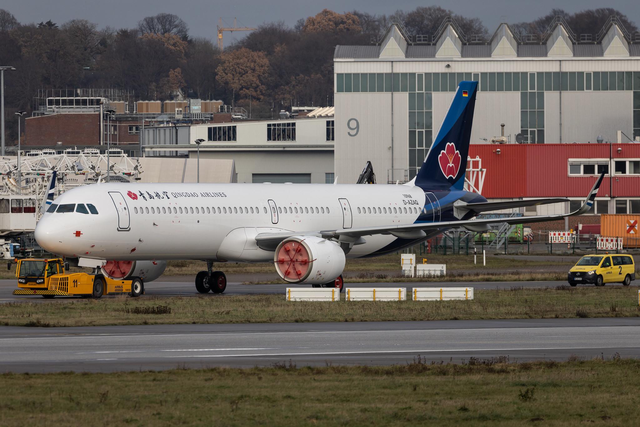 Hamburg Finkenwerder: Qingdao Airlines (QW / QDA) | Airbus A321-271NX A21N | D-AZAQ | B-32A7 | MSN 10968