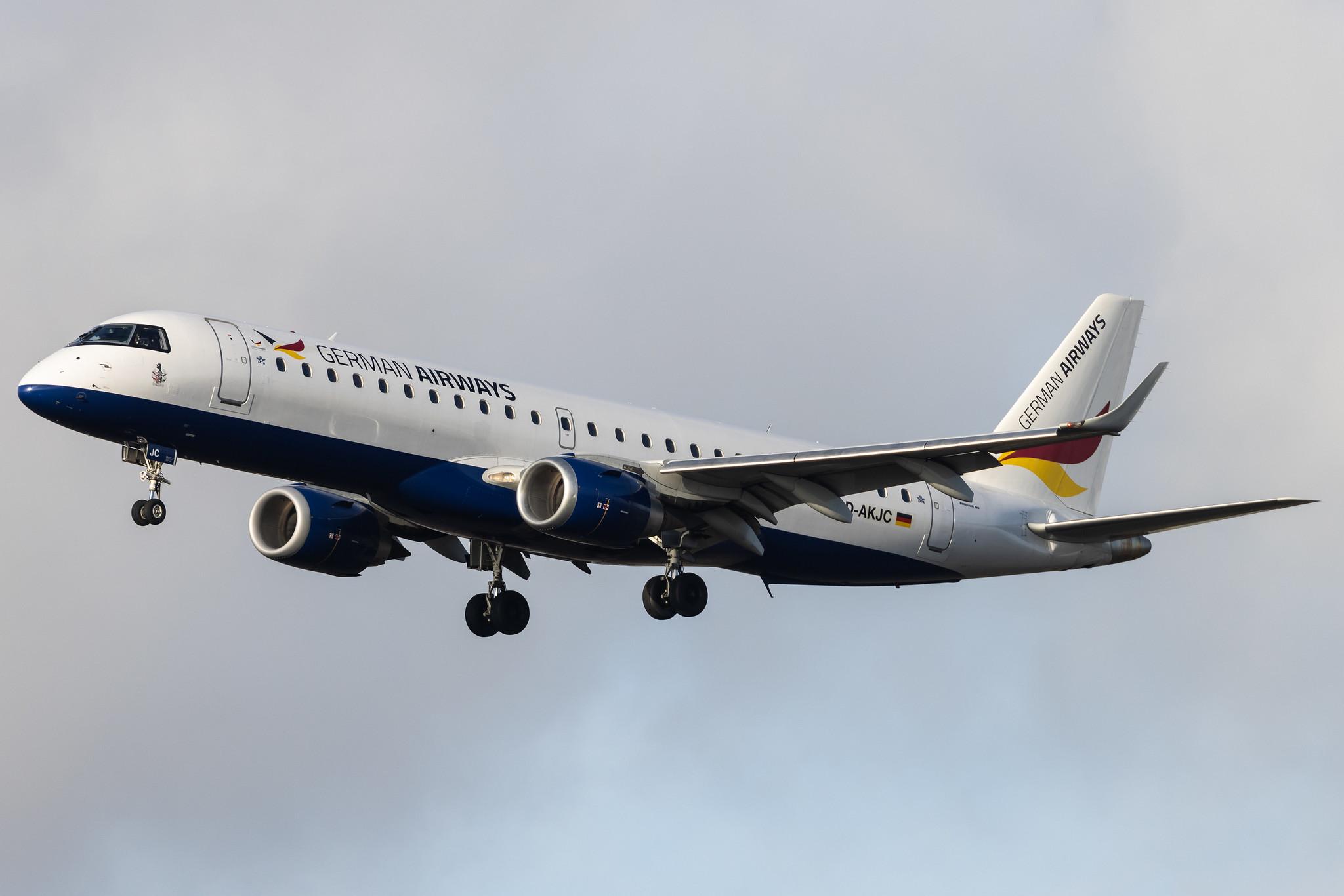 Amsterdam Schiphol: German Airways (ZQ / GER) | Embraer E190SR E190 | D-AKJC | MSN 19000189