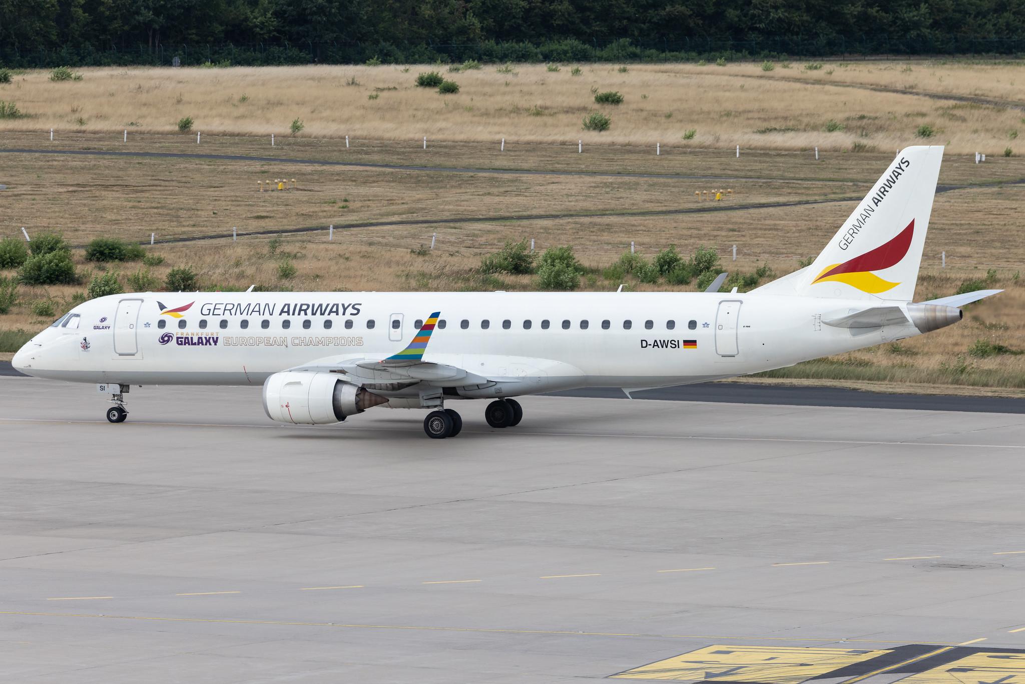 Köln Bonn Airport: German Airways (ZQ / GER) |  Embraer E190LR E190 | D-AWSI | MSN 19000074
