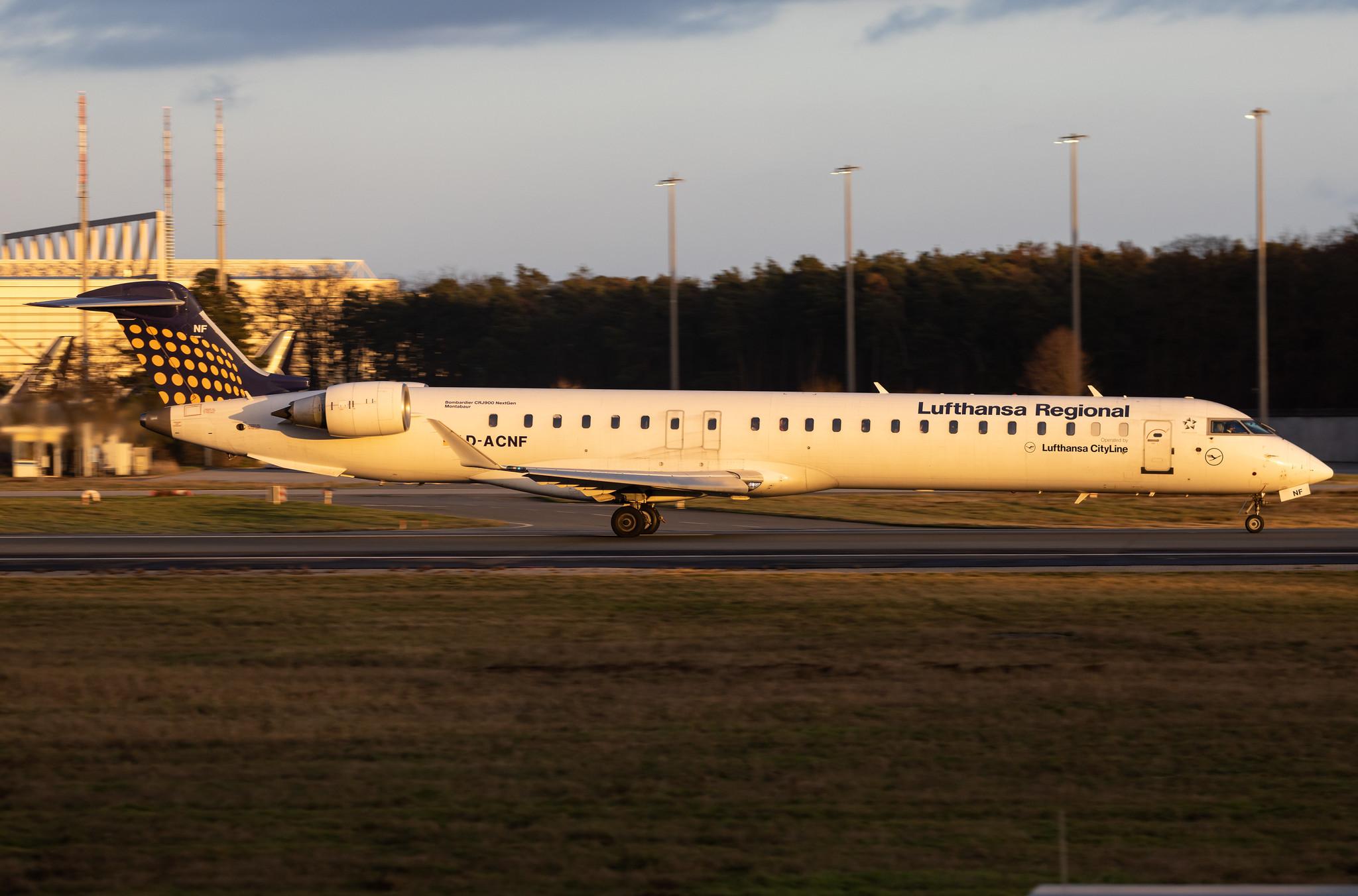 Frankfurt Airport: Lufthansa (LH / DLH) | Operator: Lufthansa CityLine | Mitsubishi CRJ-900LR CRJ9 | D-ACNF | MSN 15243