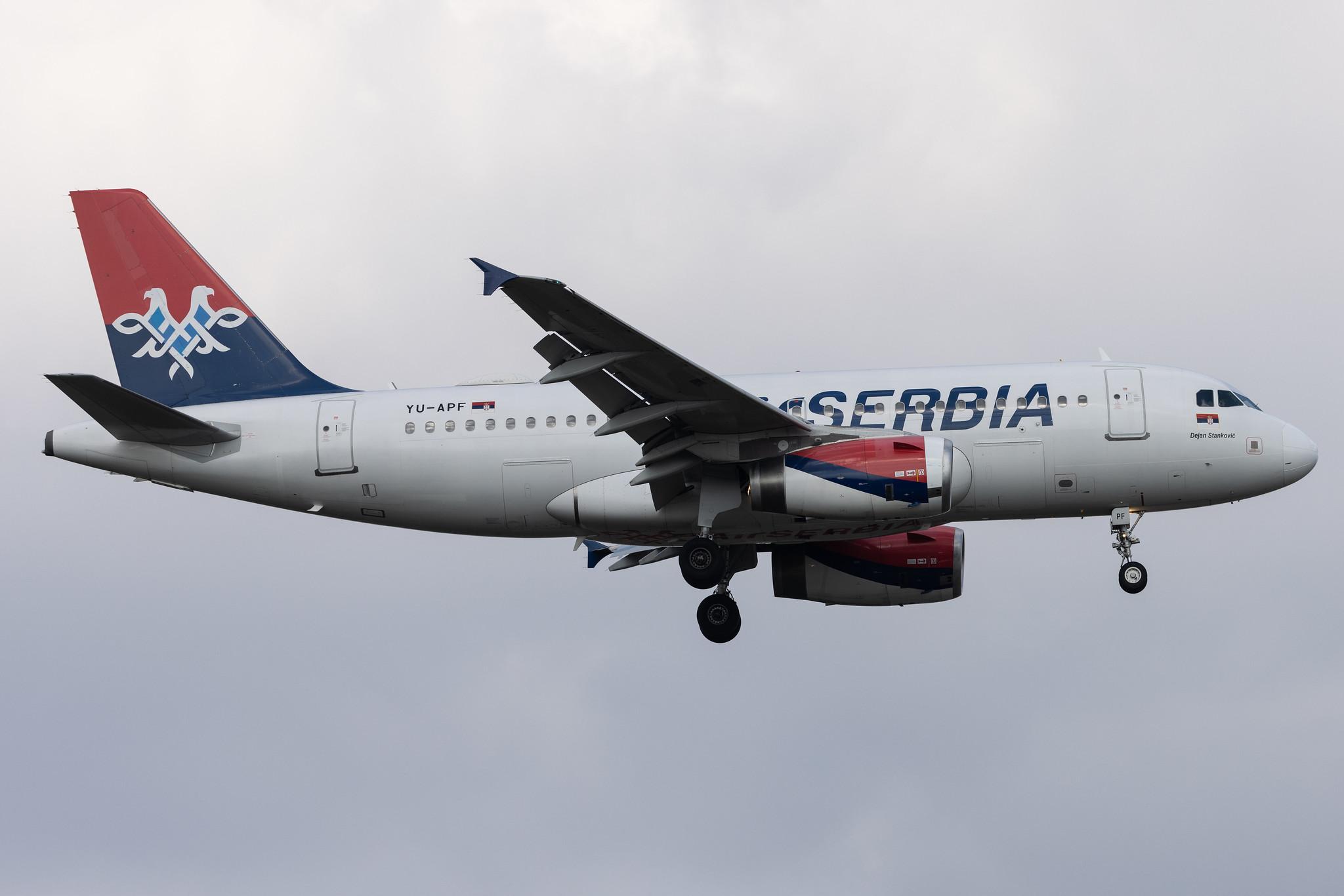 London Heathrow: AirSERBIA (JU / ASL) | Airbus A319-132 A319 | YU-APF | MSN 3317