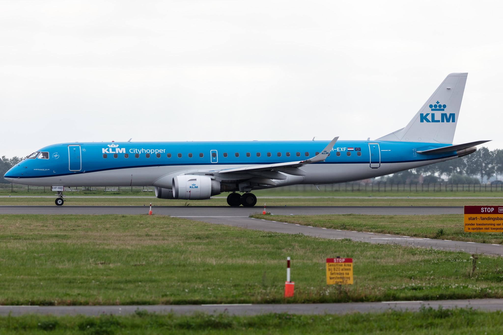 Amsterdam Schiphol: KLM (KL / KLM) | Operator: KLM Cityhopper |  Embraer E190STD E190 | PH-EXF | MSN 19000690