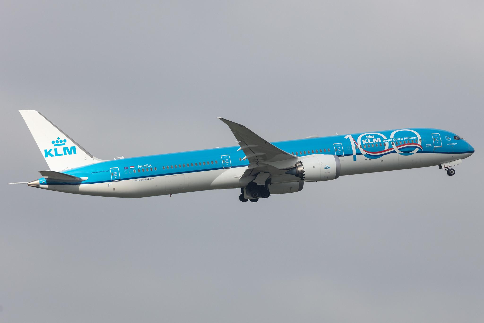 Amsterdam Schiphol: KLM (KL / KLM) |  Livery: KLM 100 Years Livery |  Boeing 787-10 Dreamliner B78X | PH-BKA | MSN 42485