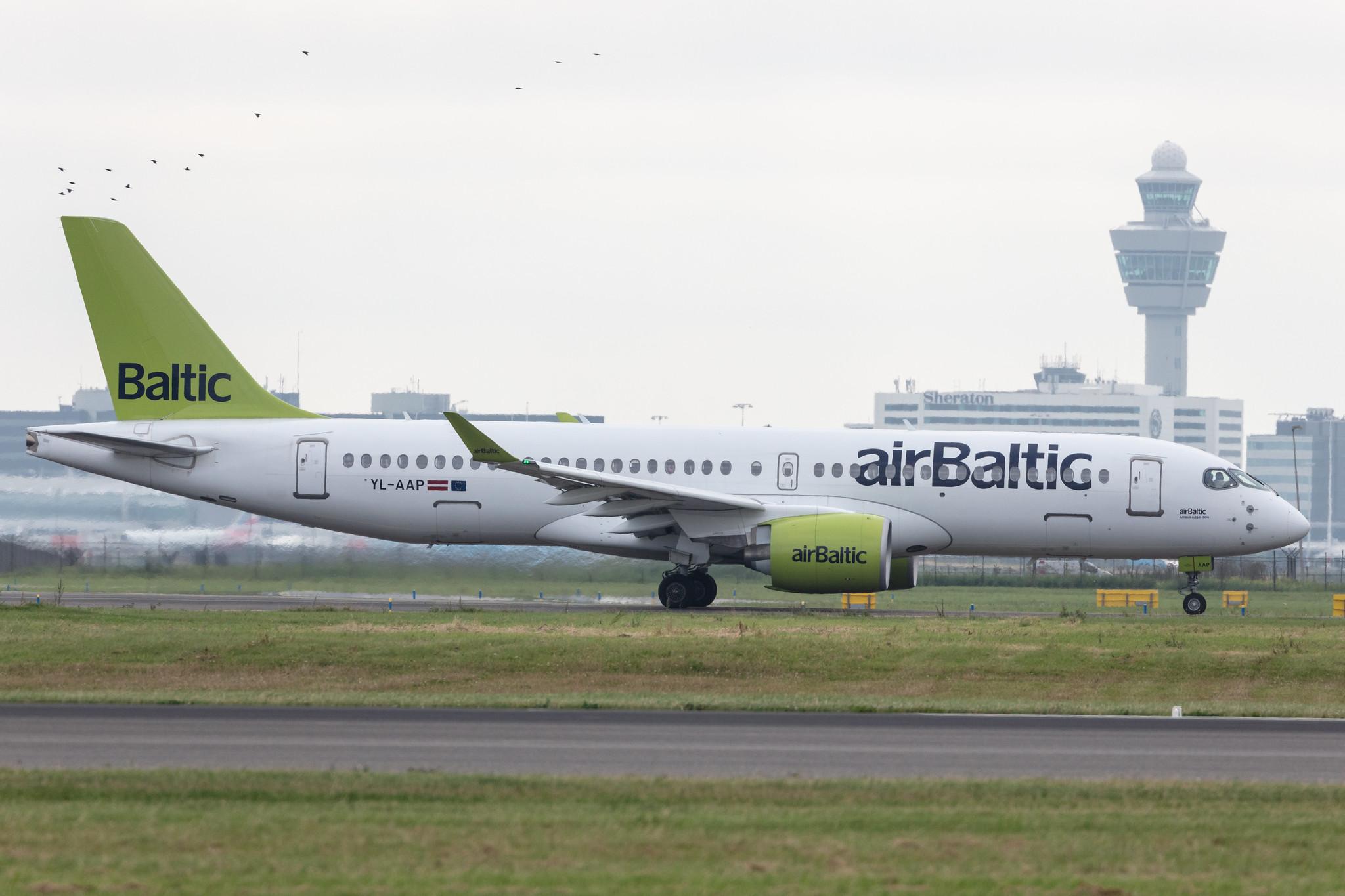 Amsterdam Schiphol: Air Baltic (BT / BTI) |  Airbus A220-300 BCS3 | YL-AAP | MSN 55051