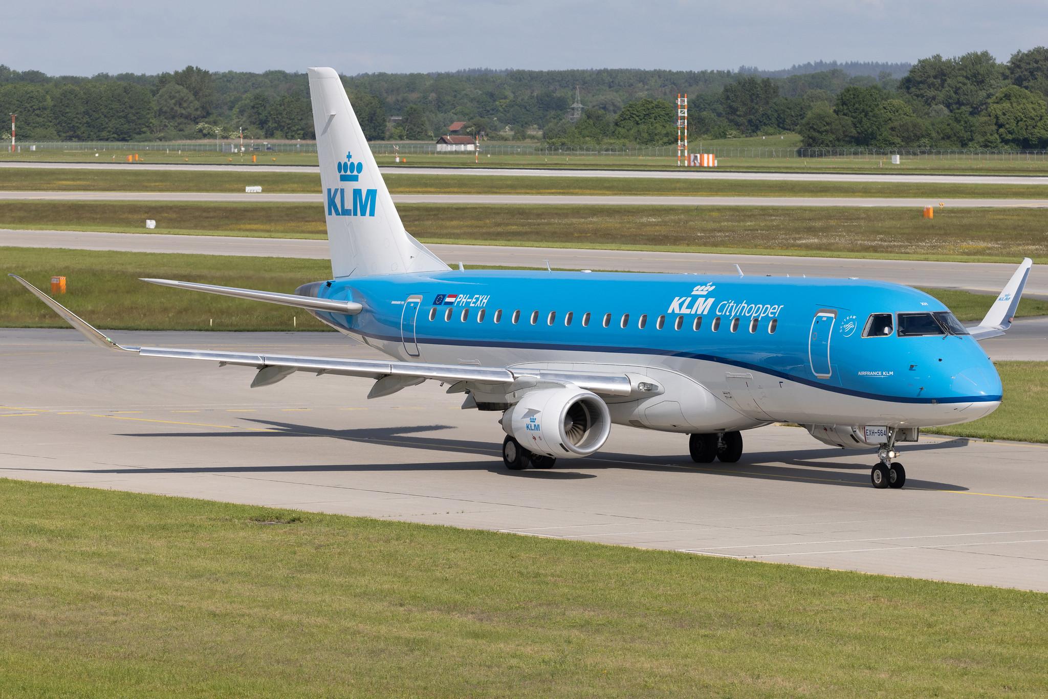Munich Airport: KLM (KL / KLM) | Operator: KLM Cityhopper | Embraer E175STD E75S | PH-EXH | MSN 17000564