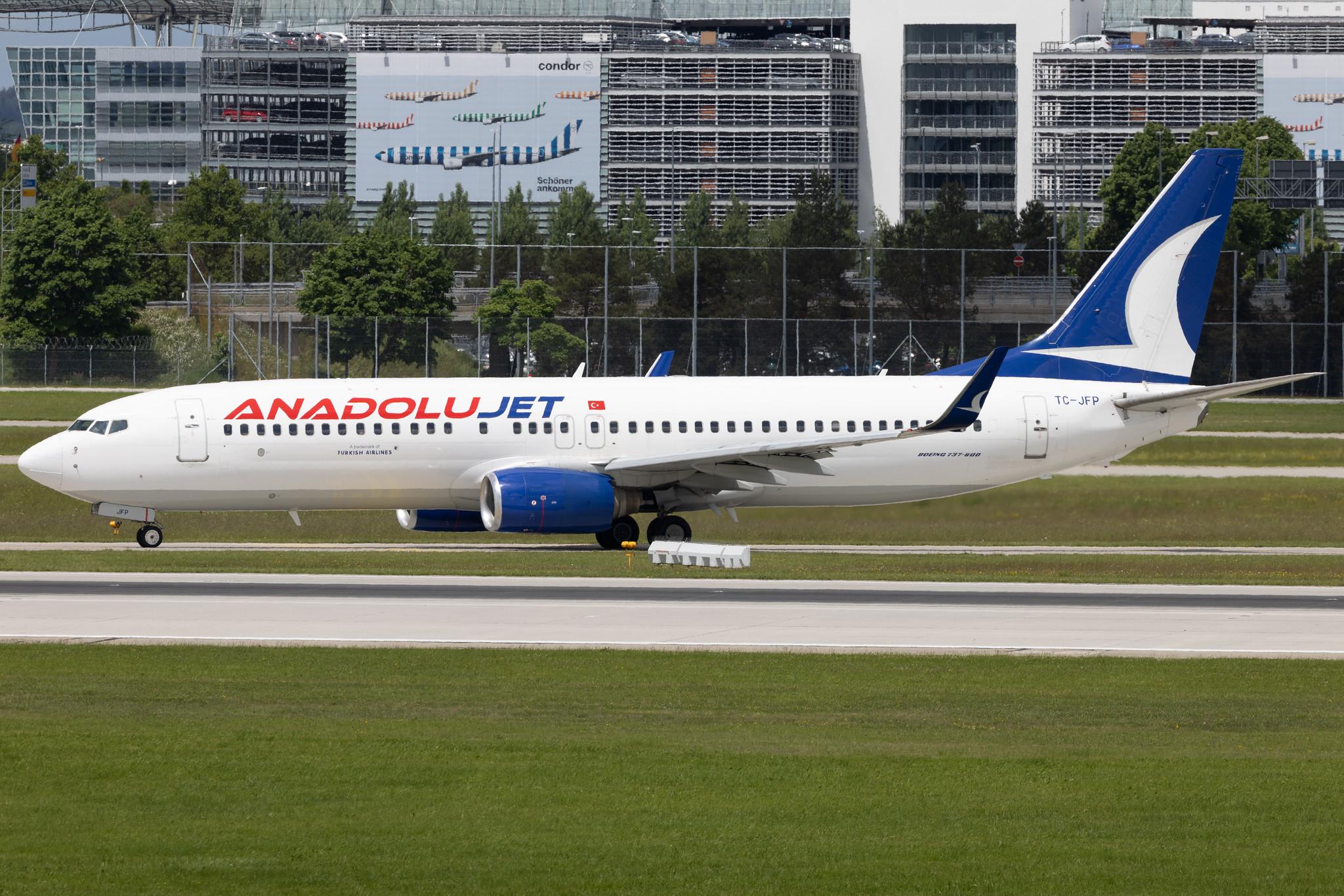 Munich Airport: AnadoluJet (TK / THY) | Operator: Turkish Airlines | Boeing 737-8F2 B738 | TC-JFP | MSN 29778