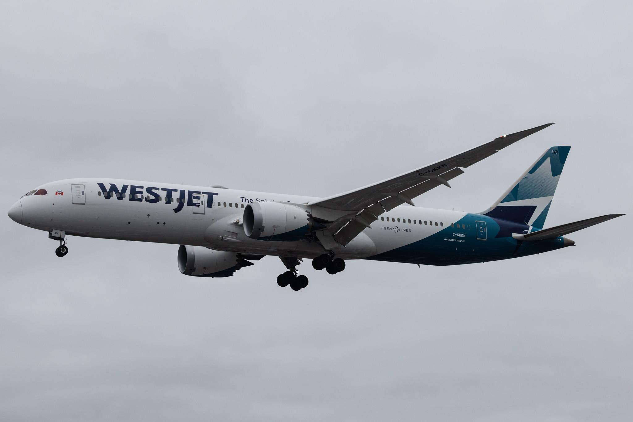 London Heathrow: WestJet (WS / WJA) | Boeing 787-9 Dreamliner B789 | C-GKKN | MSN 64977