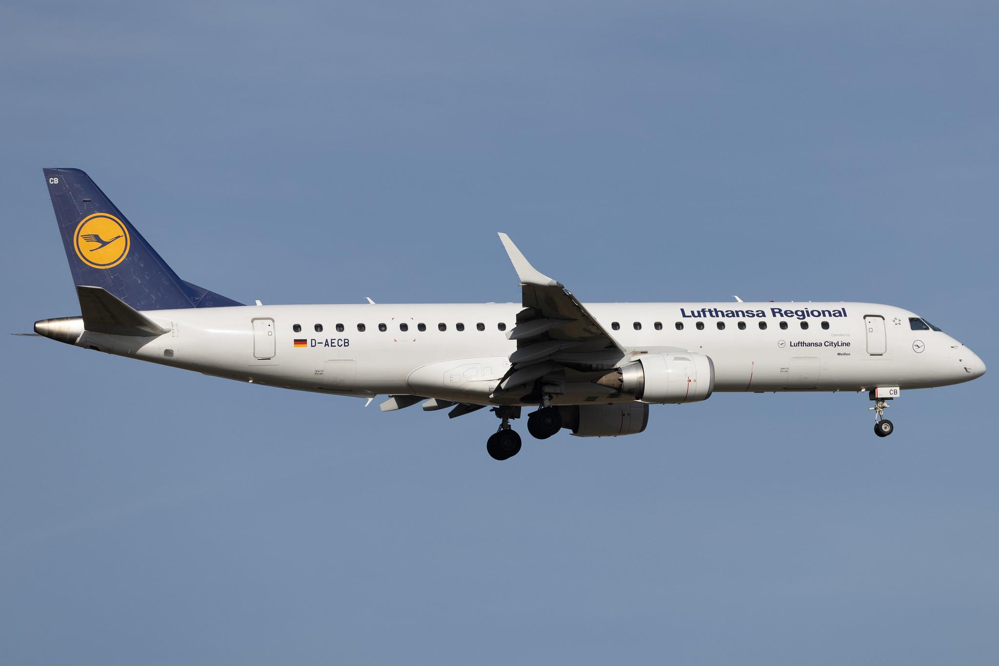 Frankfurt Airport: Lufthansa (LH / DLH) | Operator: Lufthansa CityLine | Embraer E190LR E190 | D-AECB | MSN 19000332