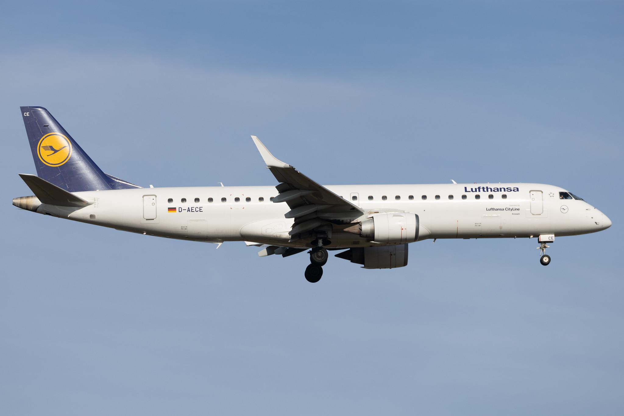 Frankfurt Airport: Lufthansa (LH / DLH) | Operator: Lufthansa CityLine | Embraer E190LR E190 | D-AECE | MSN 19000341