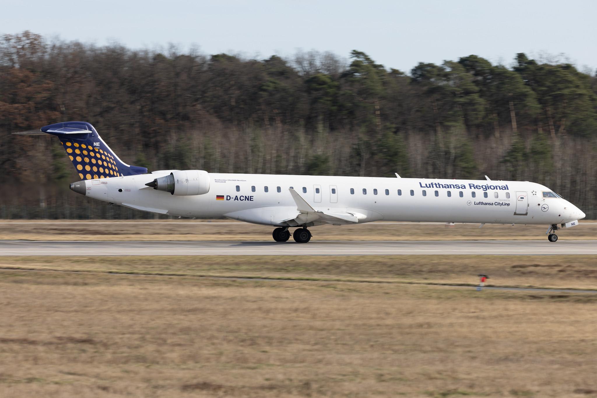 Frankfurt Airport: Lufthansa (LH / DLH) | Operator: Lufthansa CityLine | Mitsubishi CRJ-900LR CRJ9 | D-ACNE | MSN 15241