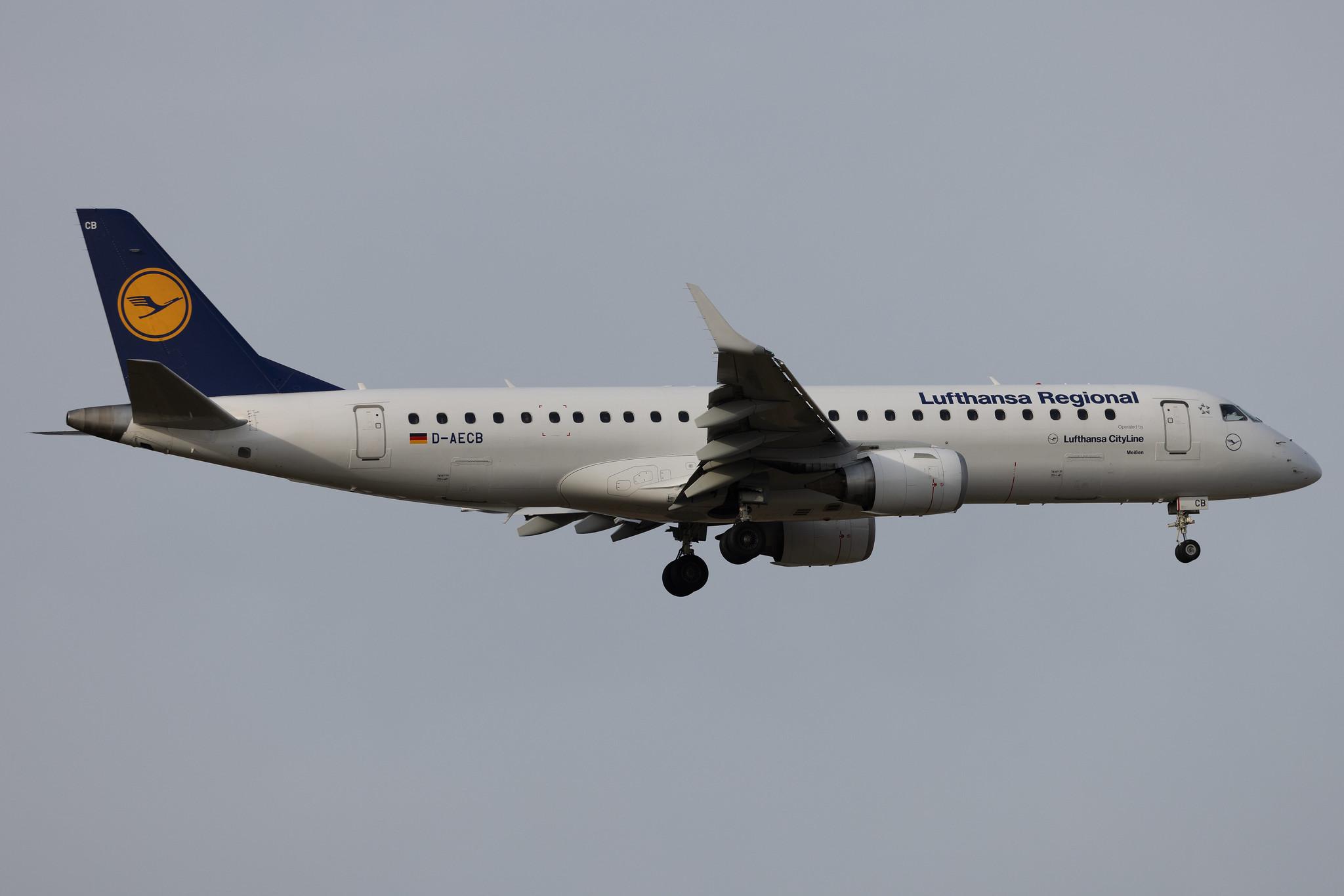 Frankfurt Airport: Lufthansa (LH / DLH) | Operator: Lufthansa CityLine | Embraer E190LR E190 | D-AECB | MSN 19000332