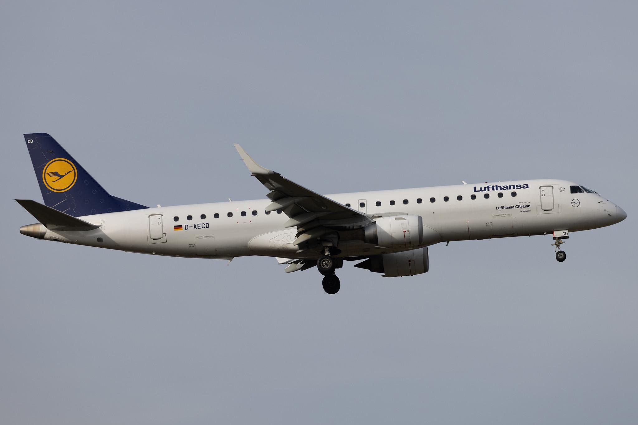 Frankfurt Airport: Lufthansa (LH / DLH) | Operator: Lufthansa CityLine | Embraer E190LR E190 | D-AECD | MSN 19000337