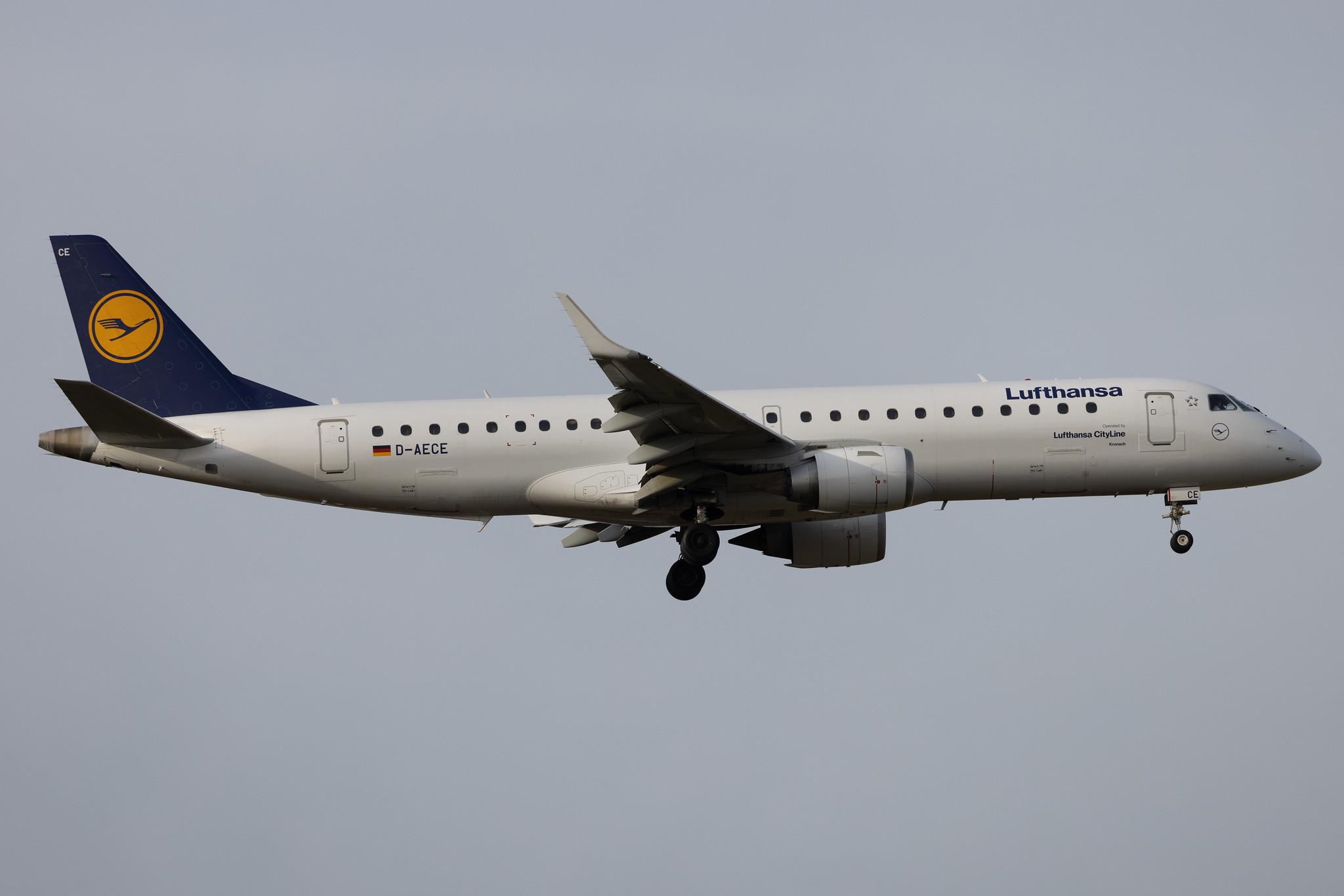 Frankfurt Airport: Lufthansa (LH / DLH) | Operator: Lufthansa CityLine | Embraer E190LR E190 | D-AECE | MSN 19000341