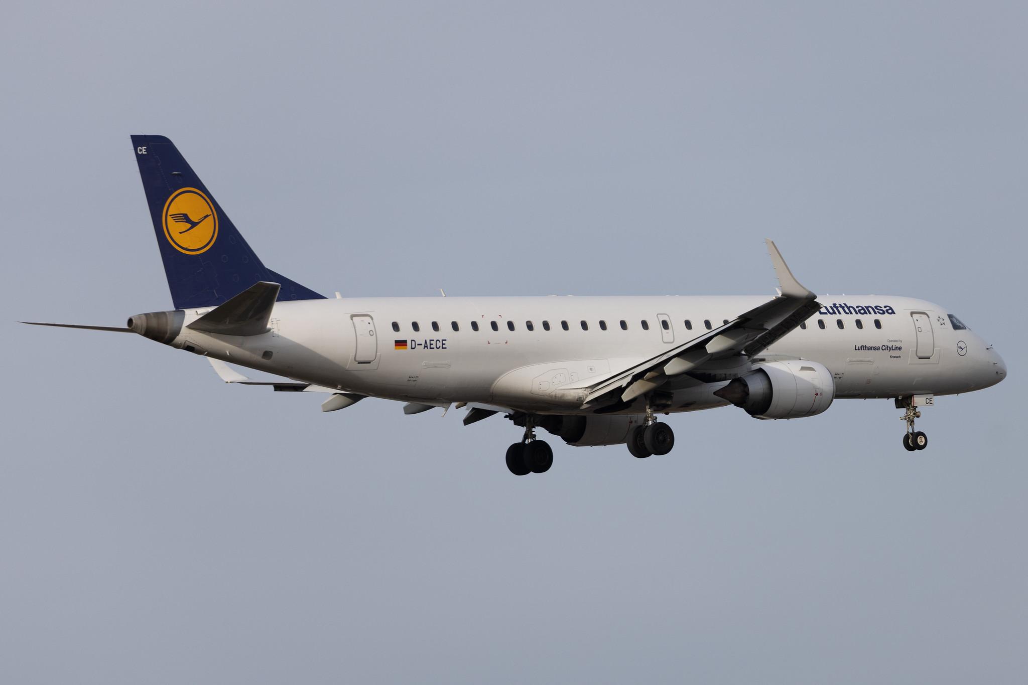 Frankfurt Airport: Lufthansa (LH / DLH) | Operator: Lufthansa CityLine | Embraer E190LR E190 | D-AECE | MSN 19000341