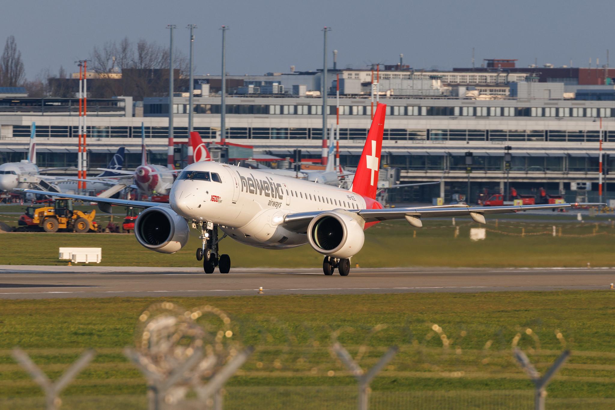 Hamburg Airport: Helvetic Airways (2L / OAW) | Livery: 1600th E-jet sticker | Embraer E190-E2 E290 | HB-AZE | MSN 19020038