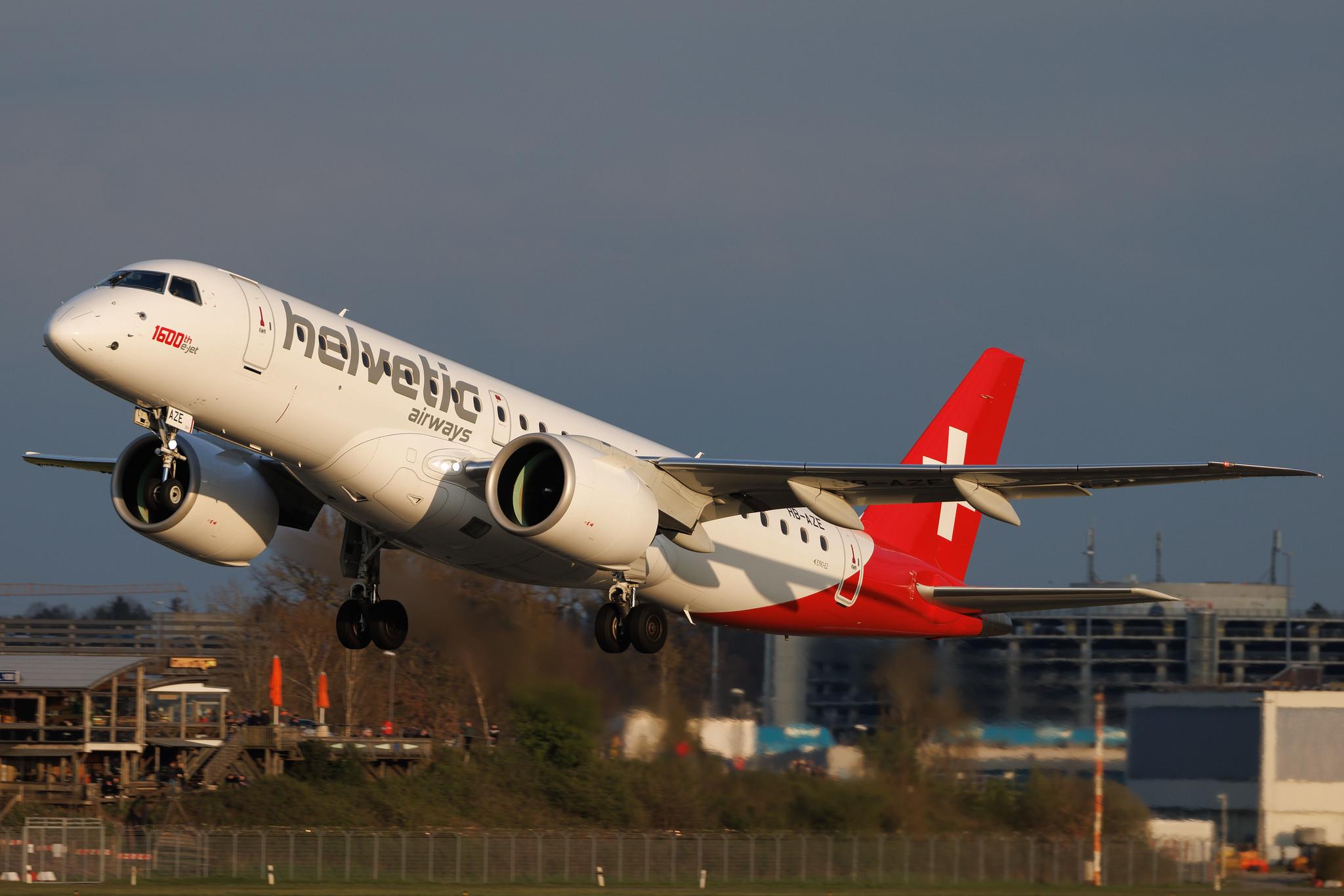 Hamburg Airport: Helvetic Airways (2L / OAW) | Livery: 1600th E-jet sticker | Embraer E190-E2 E290 | HB-AZE | MSN 19020038