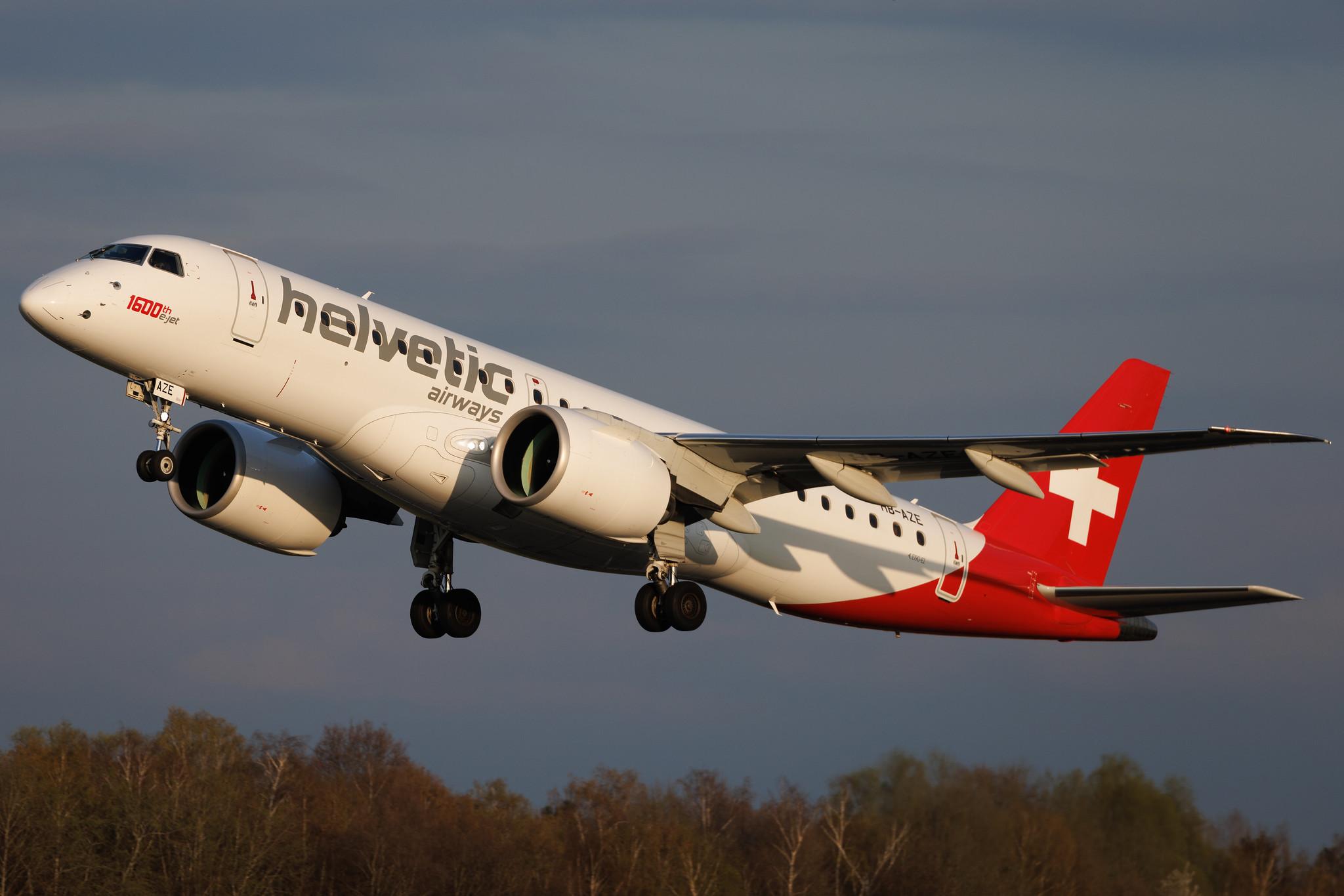 Hamburg Airport: Helvetic Airways (2L / OAW) | Livery: 1600th E-jet sticker | Embraer E190-E2 E290 | HB-AZE | MSN 19020038