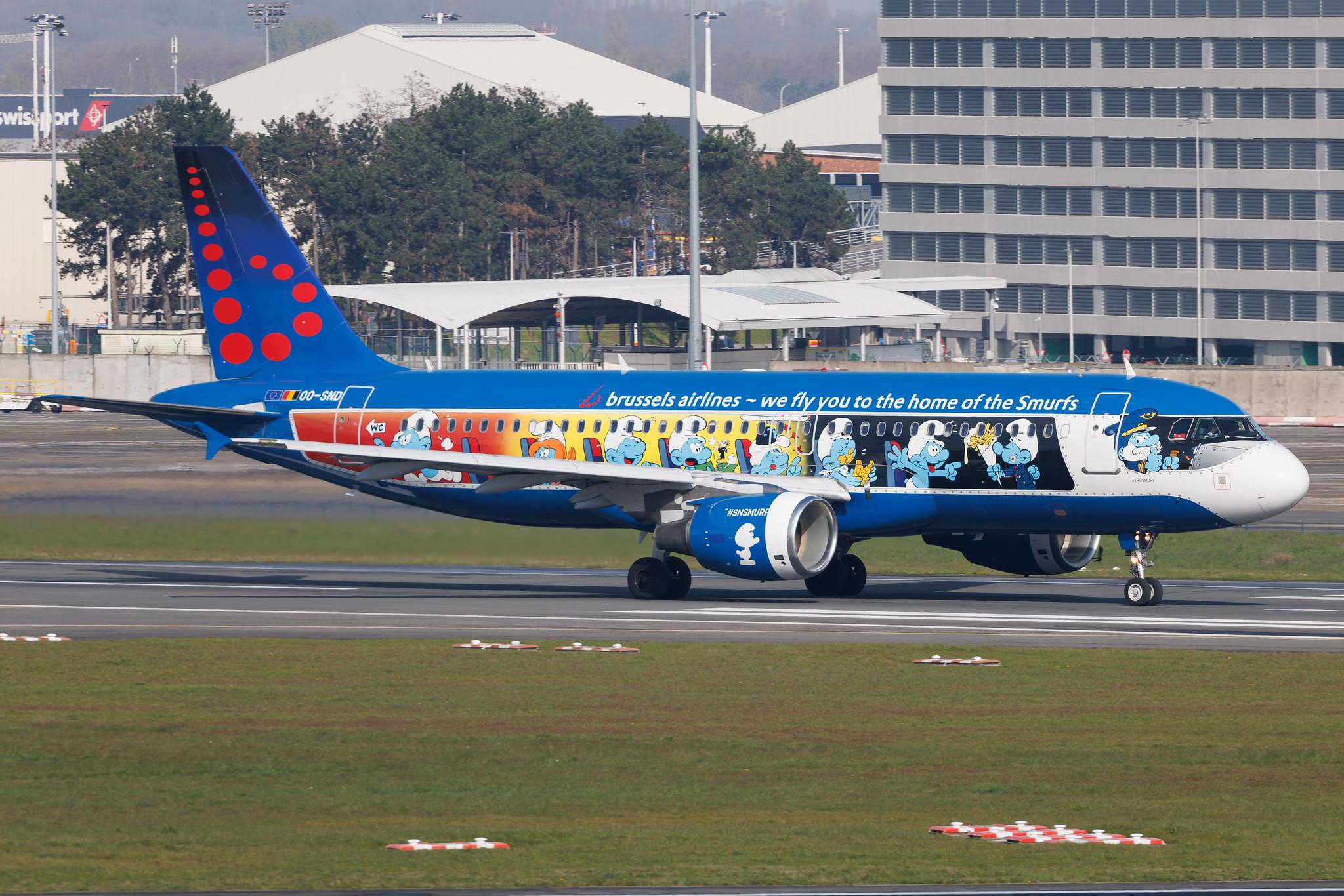 Brussels Airport: Brussels Airlines (SN / BEL) | Livery: The Smurfs Livery | Airbus A320-214 A320 | OO-SND | MSN 1838