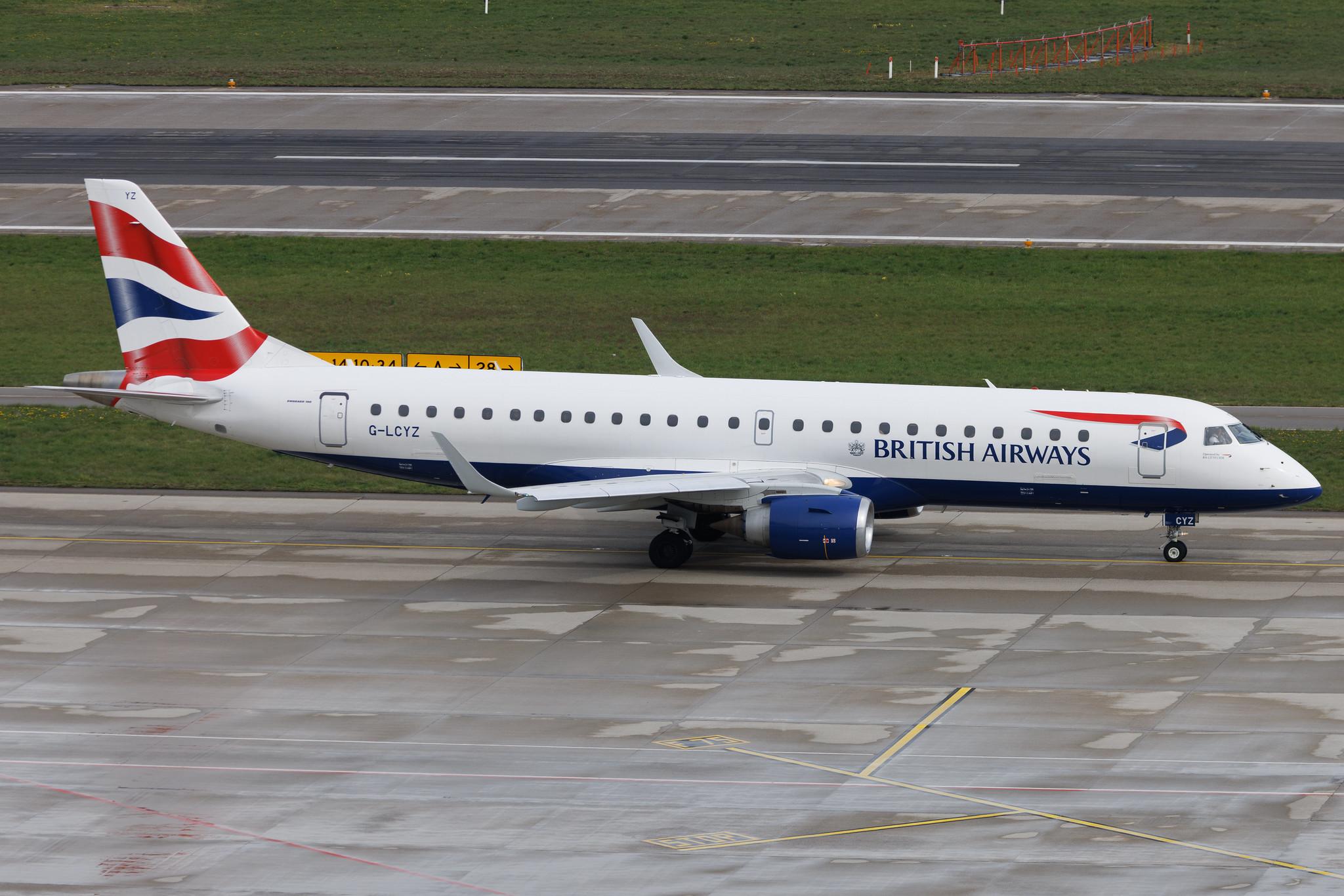Flughafen Zürich: British Airways (BA / BAW) | Operator: BA CityFlyer | Embraer E190SR E190 | G-LCYZ | MSN 19000404