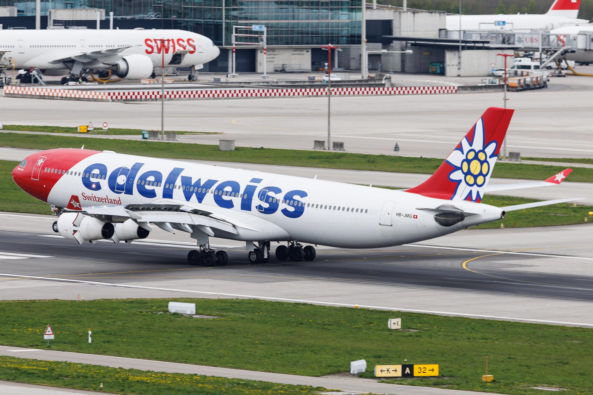 Flughafen Zürich: Edelweiss Air (WK / EDW) | Airbus A340-313 A343 | HB-JMG | MSN 0562