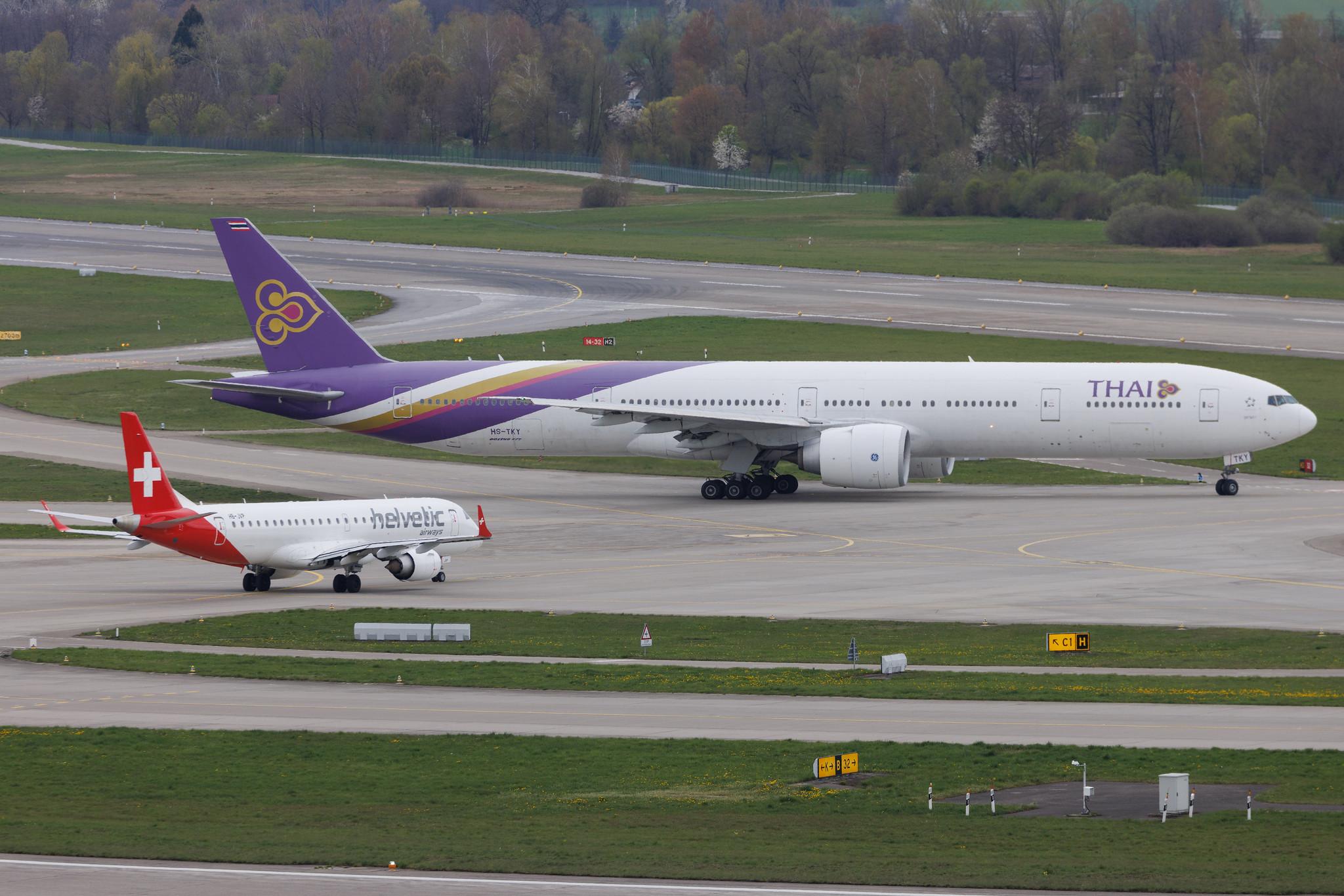 Flughafen Zürich: Thai Airways (TG / THA) | Boeing 777-3D7(ER) B77W | HS-TKY | MSN 42114