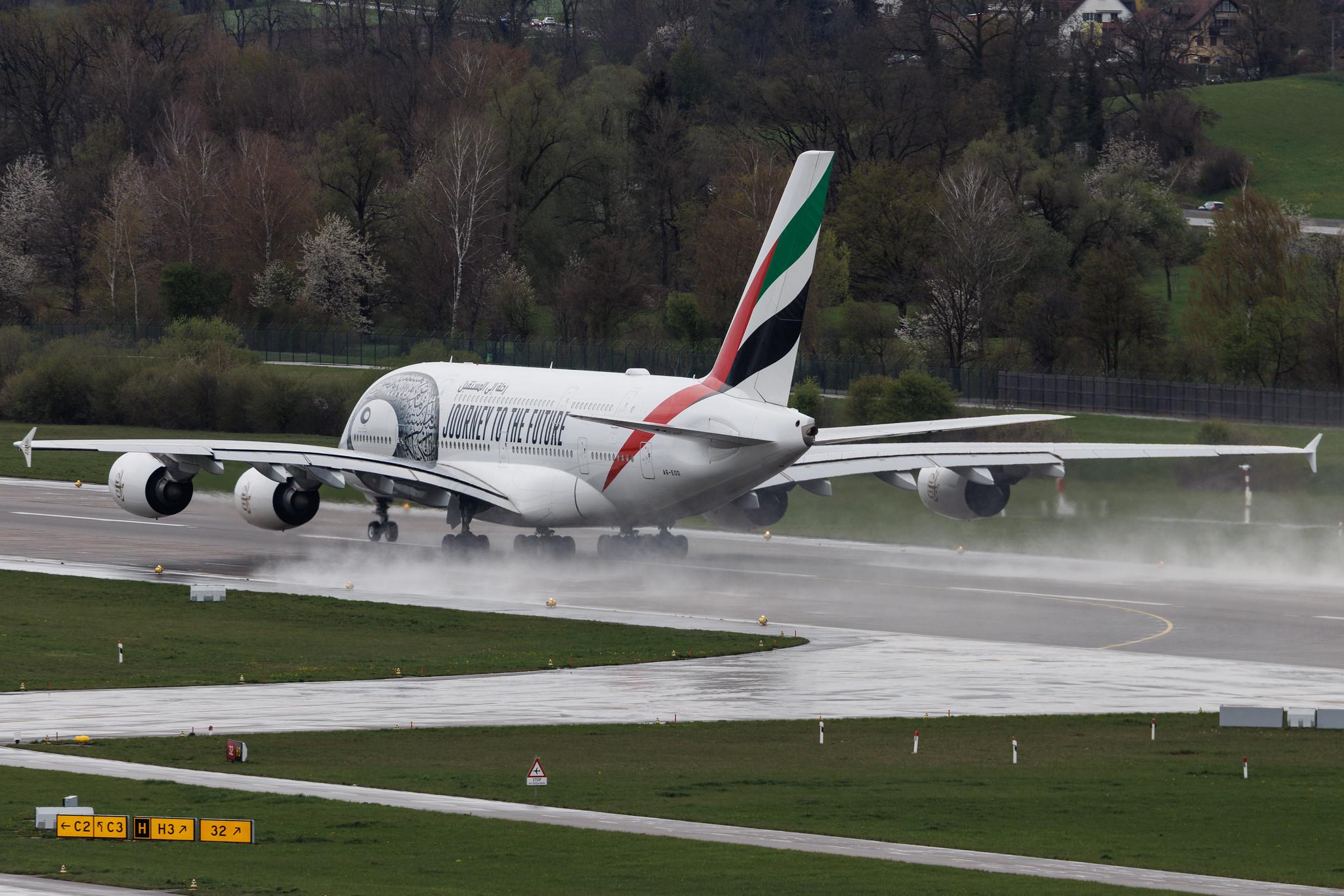 Flughafen Zürich: Emirates (EK / UAE) | Livery: Journey to the Future Livery | Airbus A380-861 A388 | A6-EOD | MSN 168