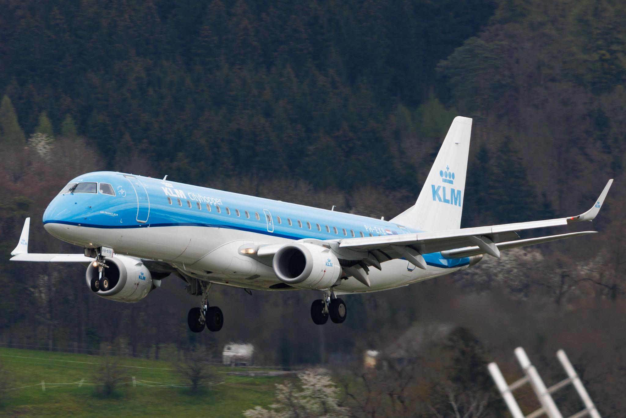 Flughafen Zürich: KLM (KL / KLM) | Operator: KLM Cityhopper | Embraer E190STD E190 | PH-EXB | MSN 19000658