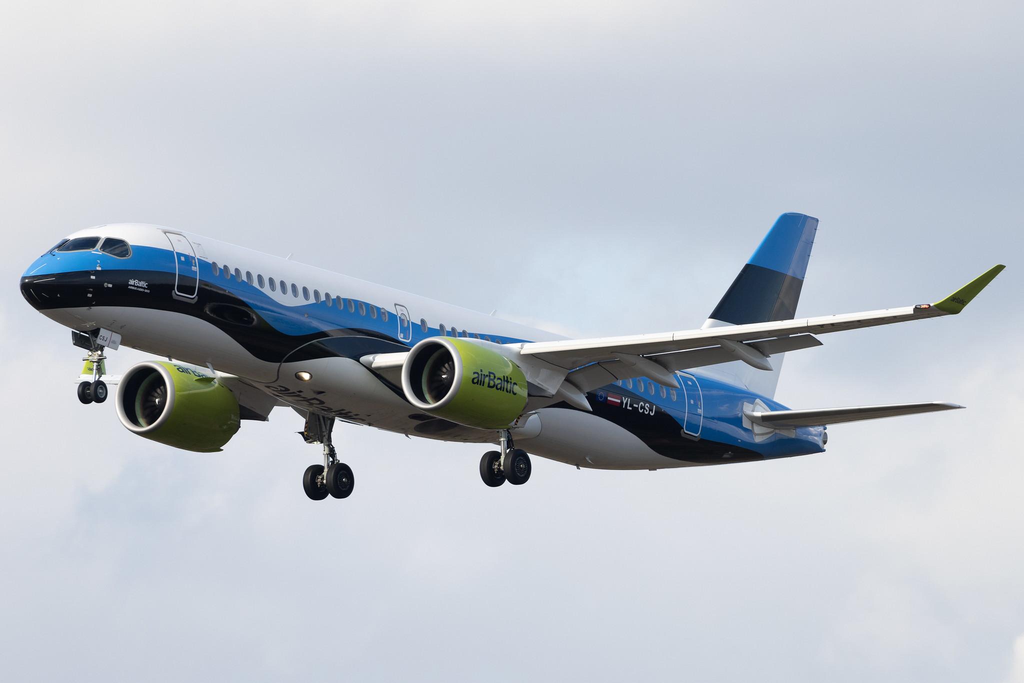 Frankfurt Airport: Air Baltic (BT / BTI) | Livery: Estonian Flag Livery | Airbus A220-300 BCS3 | YL-CSJ | MSN 55038