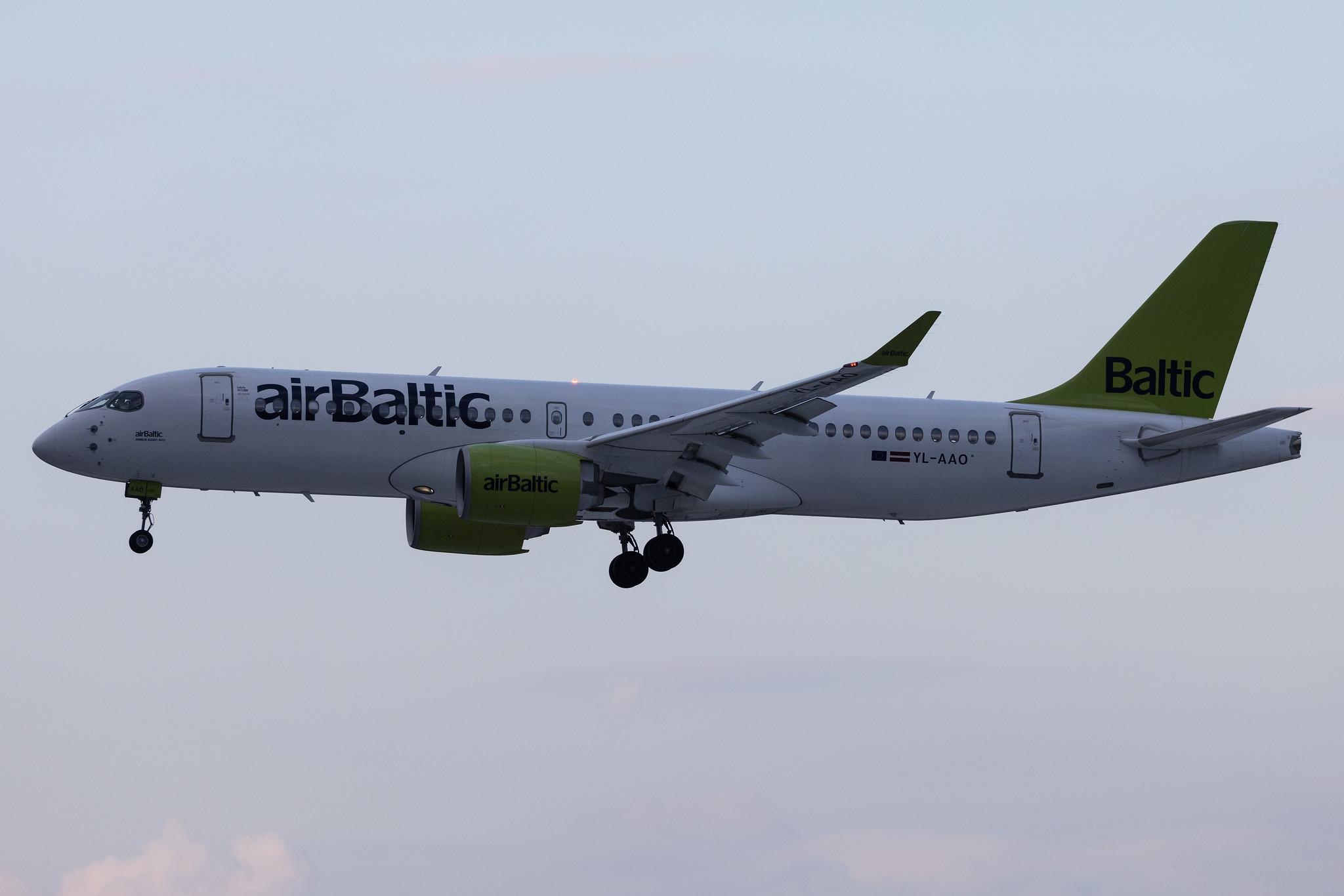 Hamburg Airport: Air Baltic (BT / BTI) |  Airbus A220-300 BCS3 | YL-AAO | MSN 55050