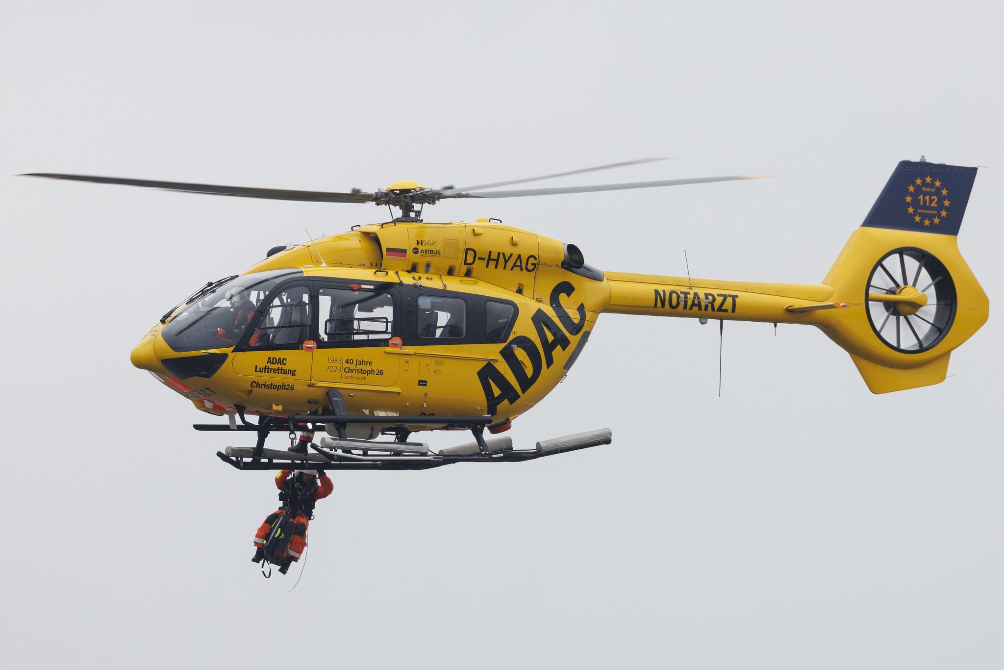 SOS Joint Rescue Operation: ADAC Luftrettung (/ CHX) | Operator: Germany - Air Ambulance |  Airbus Helicopters H145 EC45 | D-HYAG | MSN 20054
