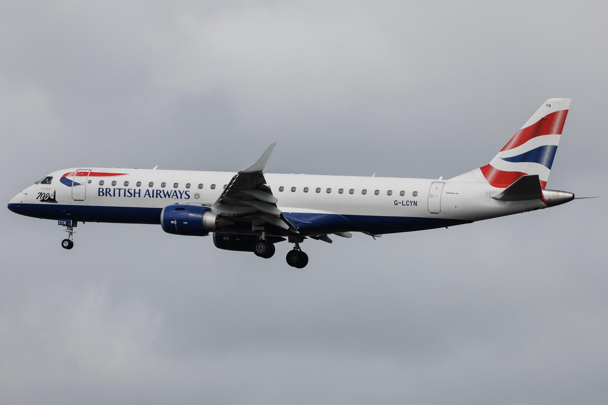 Amsterdam Schiphol: British Airways (BA / BAW) | Operator: BA CityFlyer | Embraer E190SR E190 | G-LCYN | MSN 19000392