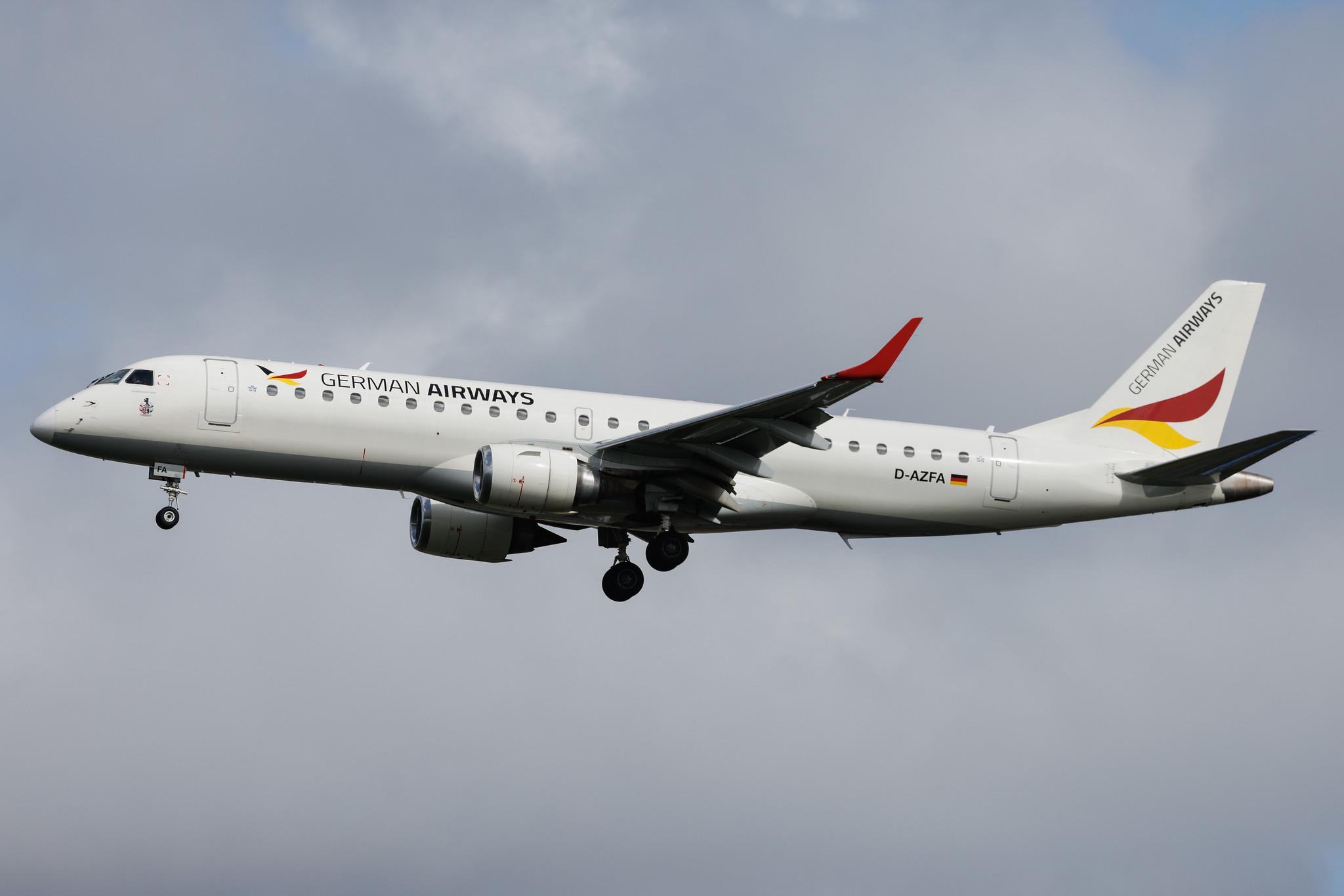 Amsterdam Schiphol: German Airways (ZQ / GER) | Embraer E190LR E190 | D-AZFA | MSN 19000063