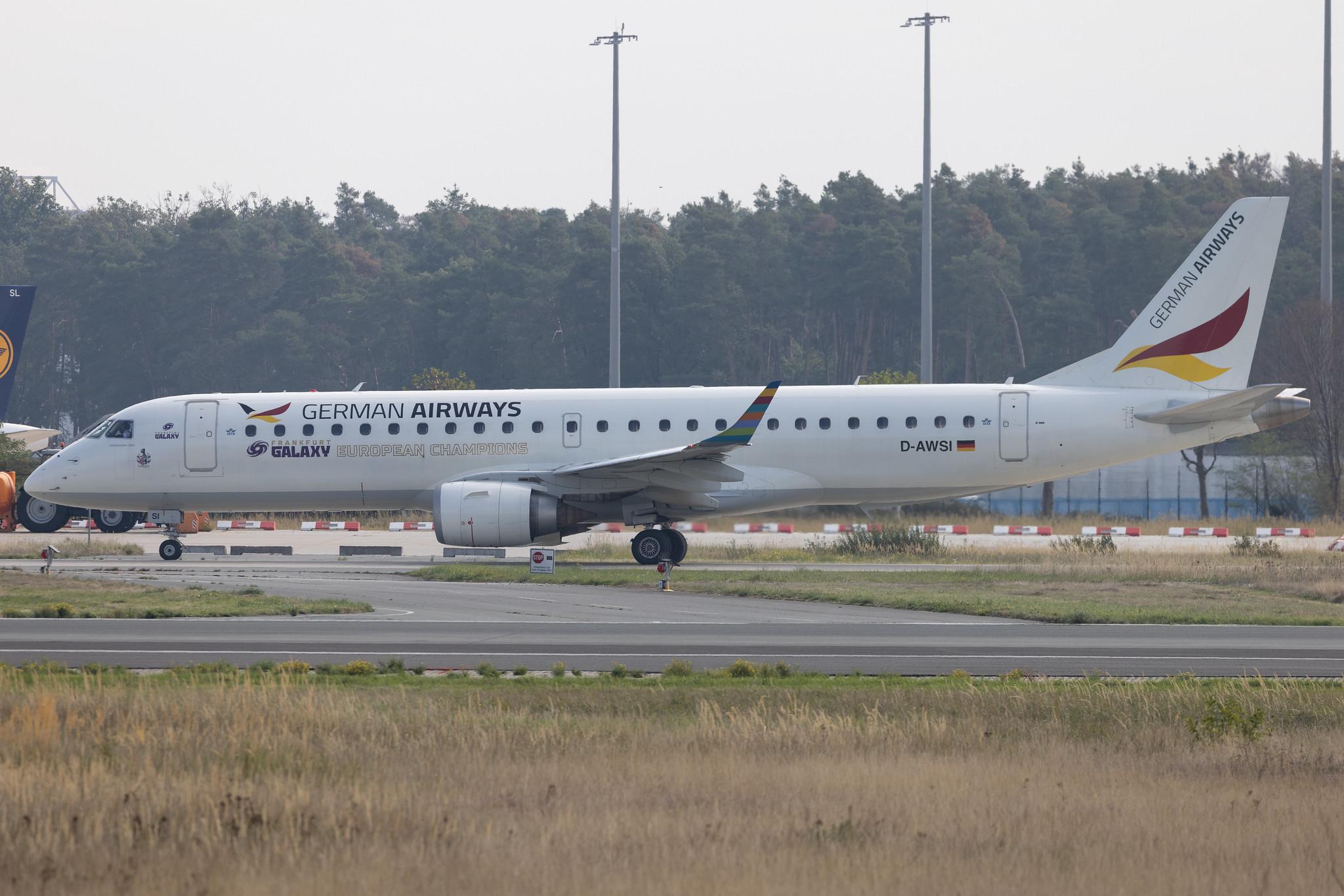 Frankfurt Airport: German Airways (ZQ / GER) | Embraer E190LR E190 | D-AWSI | MSN 19000074