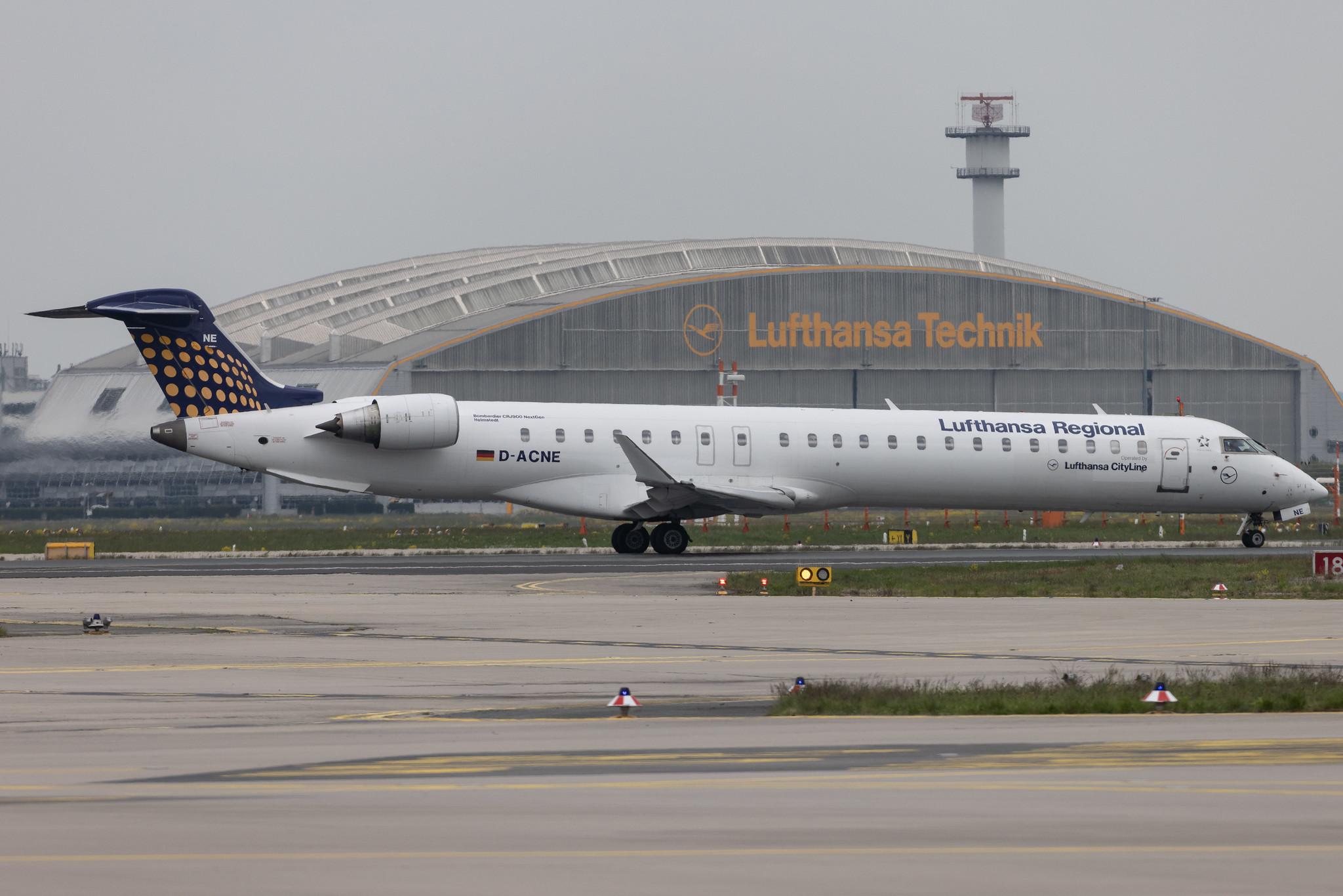 Frankfurt Airport: Lufthansa (LH / DLH) | Operator: Lufthansa CityLine | Mitsubishi CRJ-900LR CRJ9 | D-ACNE | MSN 15241