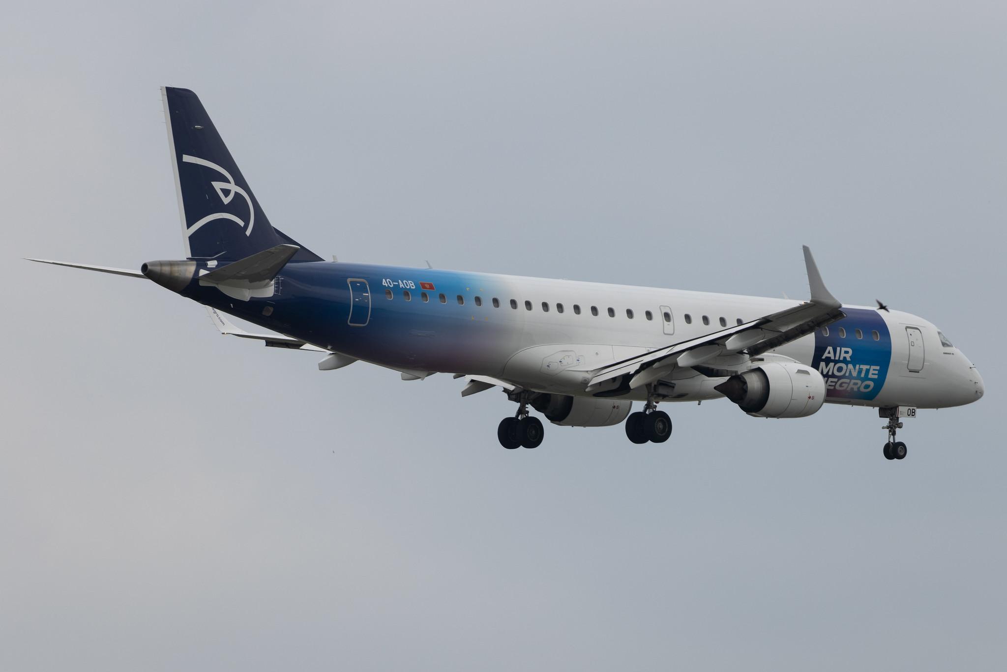 Frankfurt Airport: Montenegro Airlines (YM / MGX) | Embraer E195LR E195 | 4O-AOB | MSN 19000283