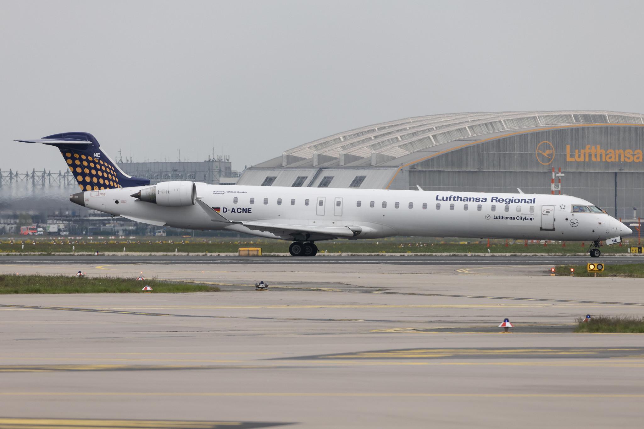 Frankfurt Airport: Lufthansa (LH / DLH) | Operator: Lufthansa CityLine | Mitsubishi CRJ-900LR CRJ9 | D-ACNE | MSN 15241