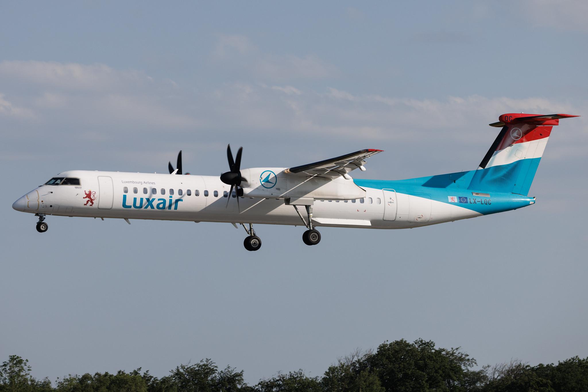 Luxembourg Findel Airport: Luxair (LG / LGL) | De Havilland Canada Dash 8-400 DH8D | LX-LQC | MSN 4513