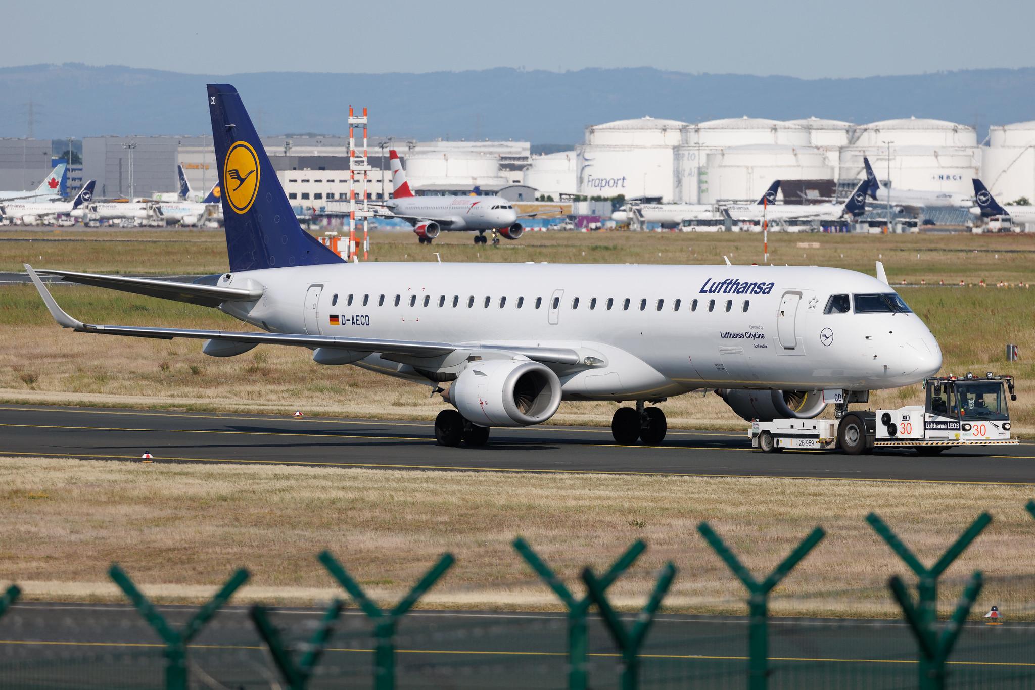 Frankfurt Airport: Lufthansa (LH / DLH) | Operator: Lufthansa CityLine | Embraer E190LR E190 | D-AECD | MSN 19000337