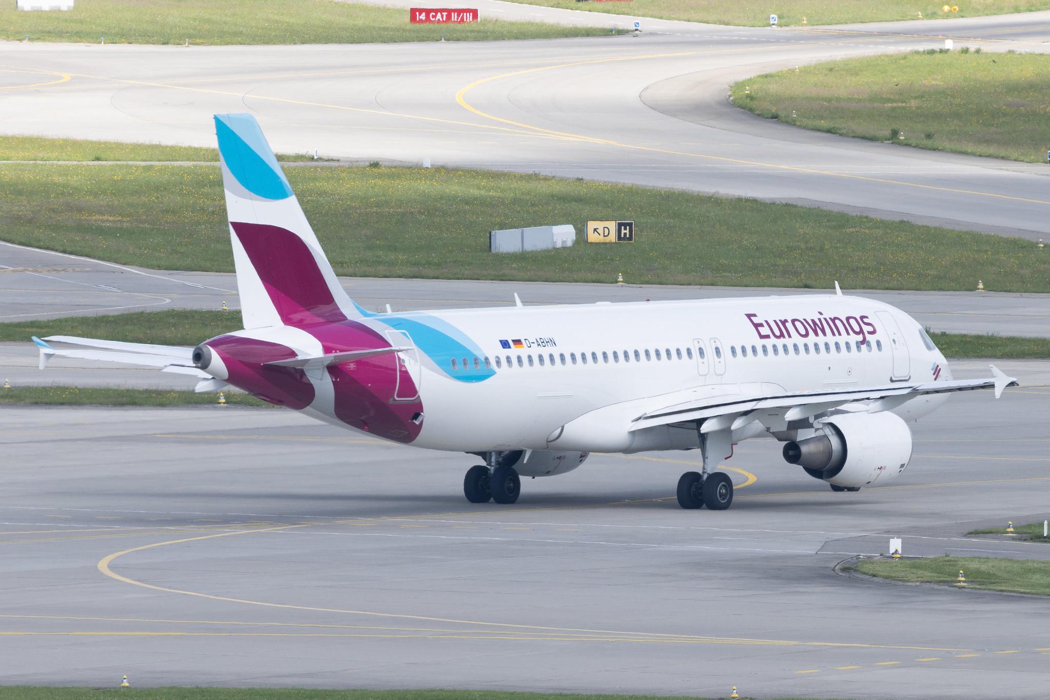 Flughafen Zürich: Eurowings (EW / EWG) | Operator: Eurowings Europe | Airbus A320-214 A320 | D-ABHN | MSN 4368