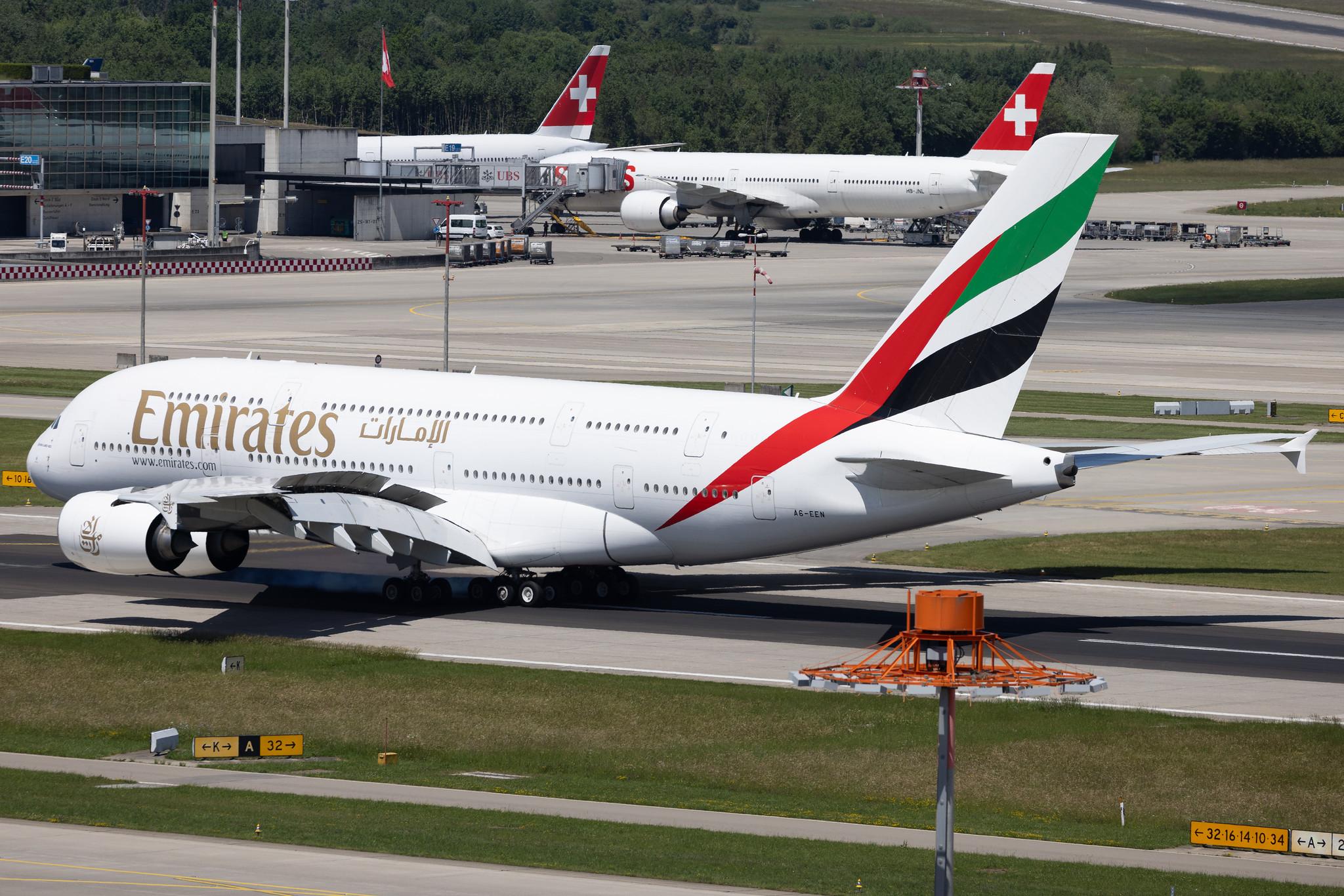 Flughafen Zürich: Emirates (EK / UAE) | Airbus A380-861 A388 | A6-EEN | MSN 135