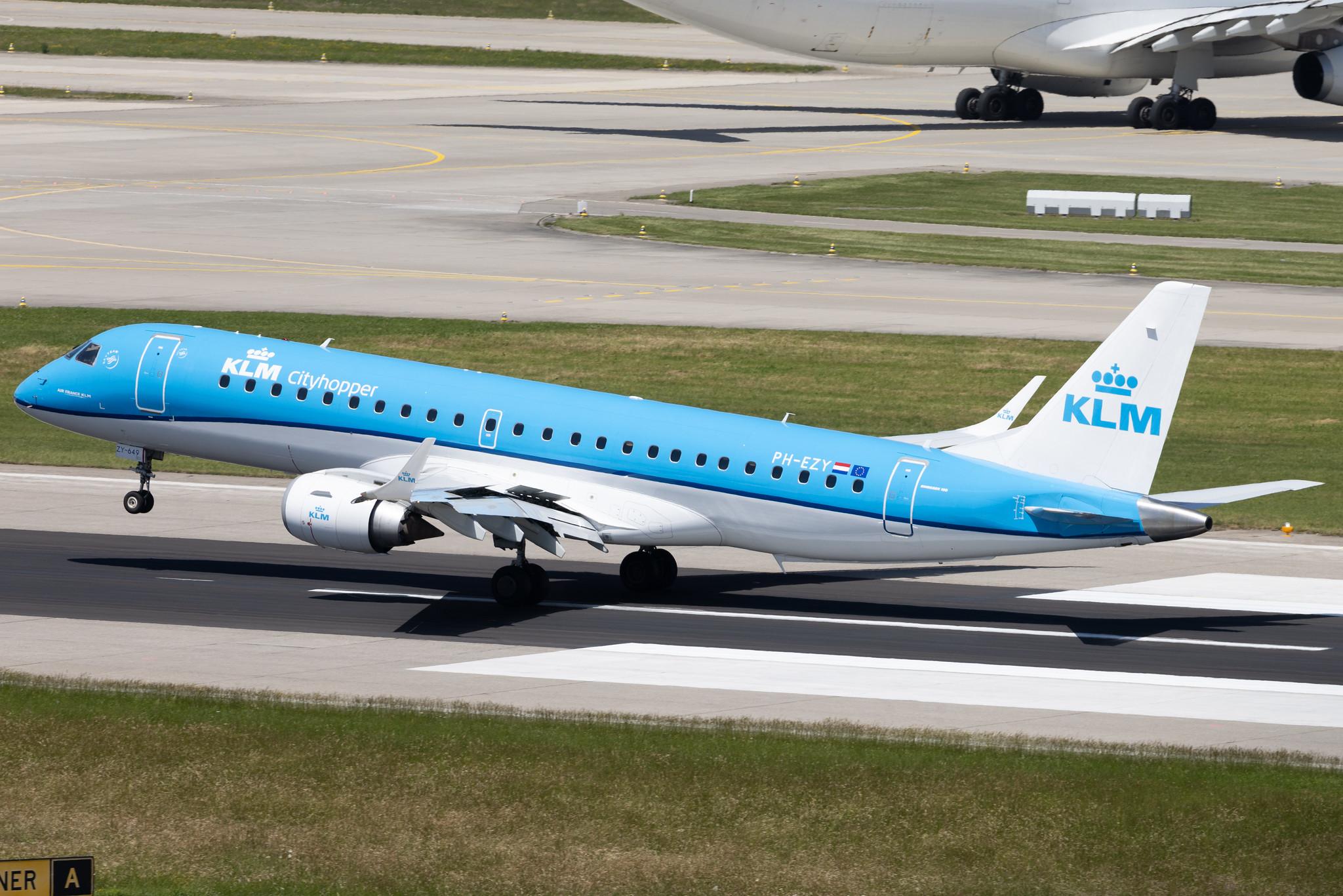 Flughafen Zürich: KLM (KL / KLM) | Operator: KLM Cityhopper | Embraer E190STD E190 | PH-EZY | MSN 19000649
