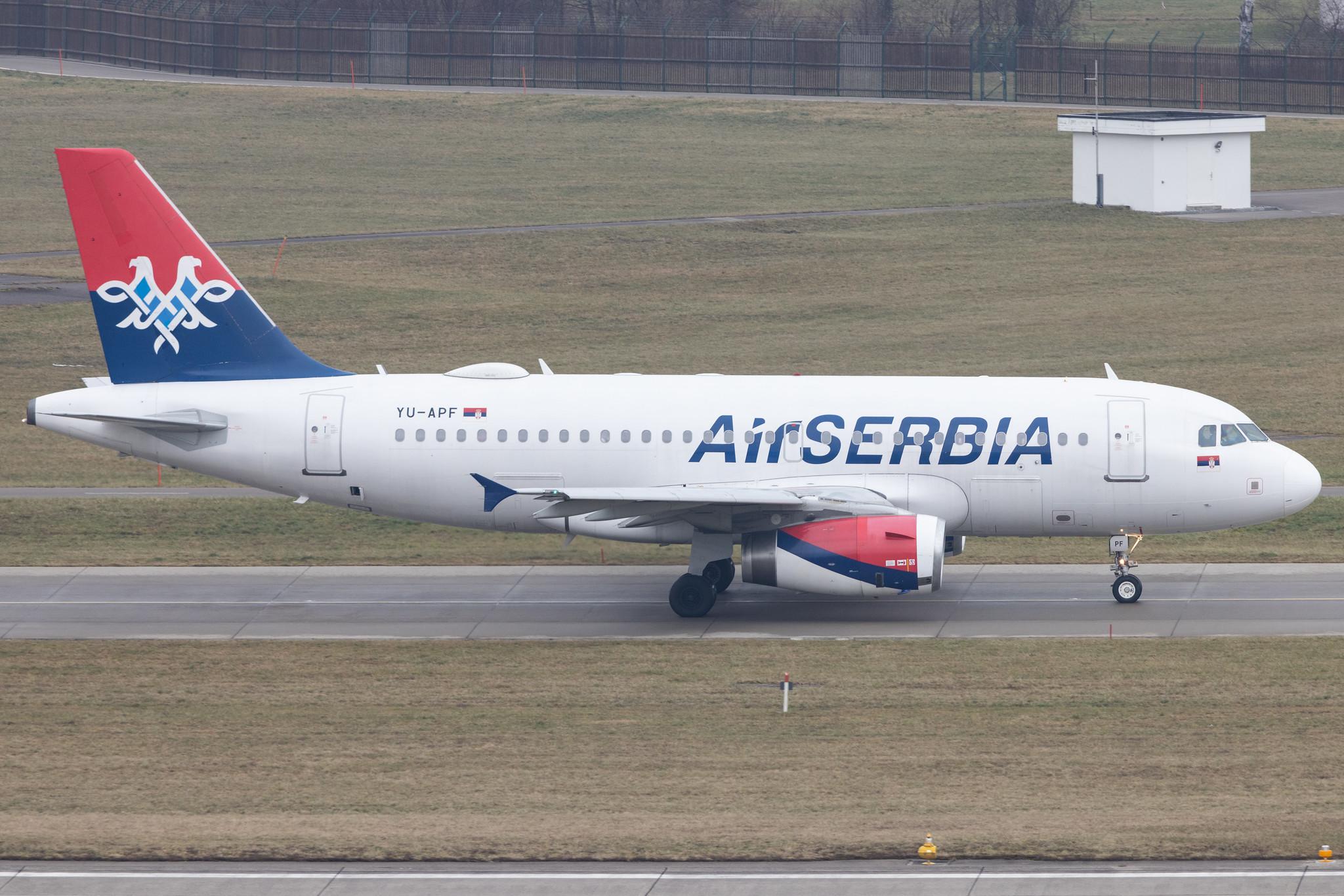 Flughafen Zürich: AirSERBIA (JU / ASL) | Airbus A319-132 A319 | YU-APF | MSN 3317