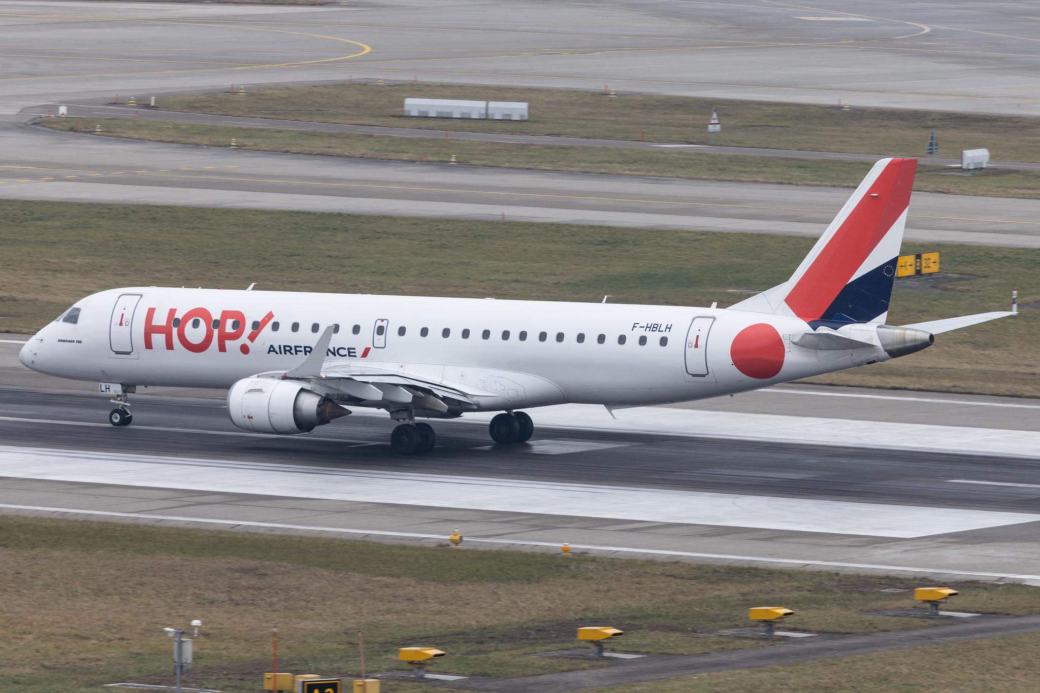 Flughafen Zürich: Air France (AF / AFR) | Operator: Air France Hop | Embraer E190STD E190 | F-HBLH | MSN 19000266