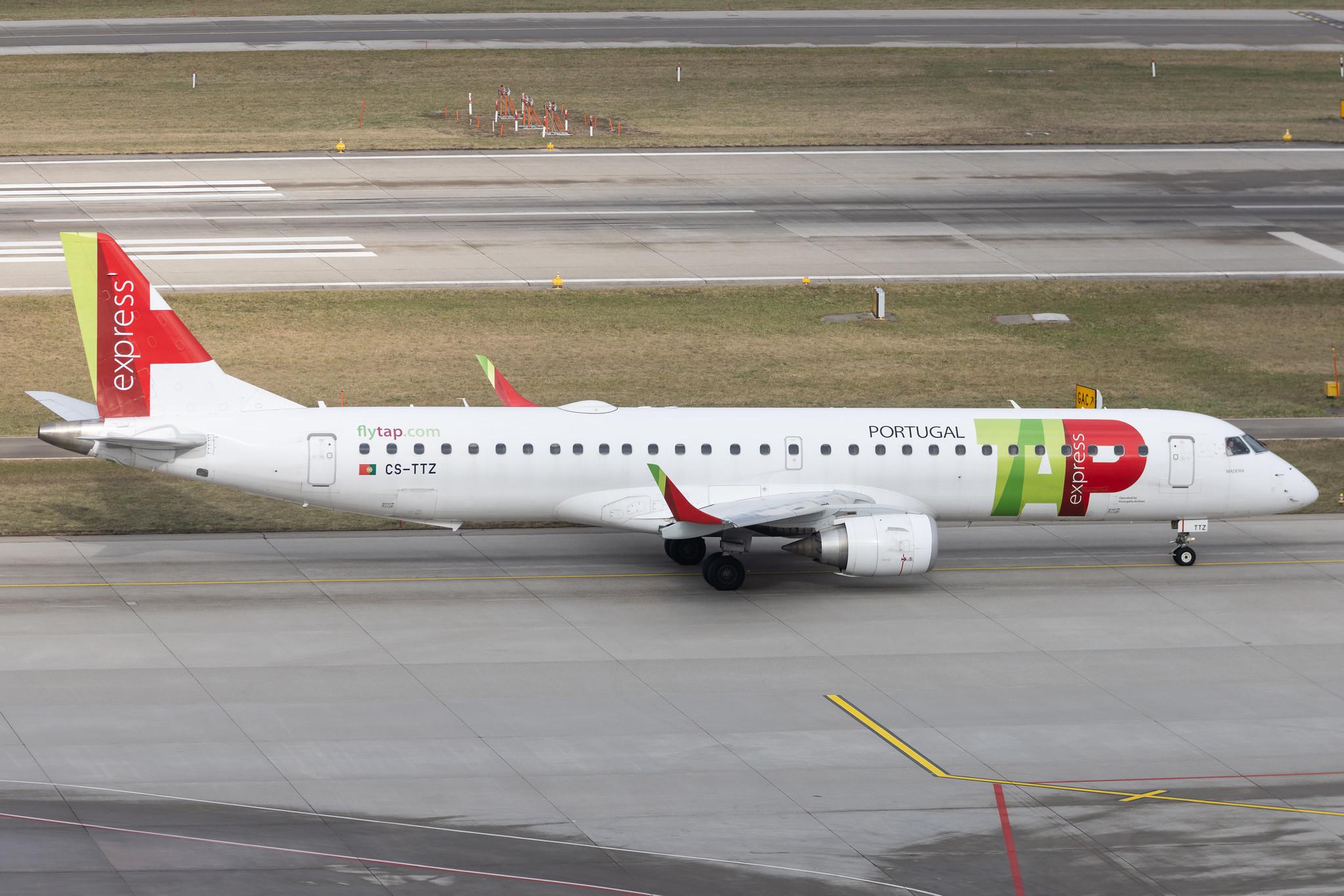 Flughafen Zürich: TAP Express (TP / TAP) | Operator: Portugália Airlines | Embraer E195AR E195 | CS-TTZ | MSN 19000628