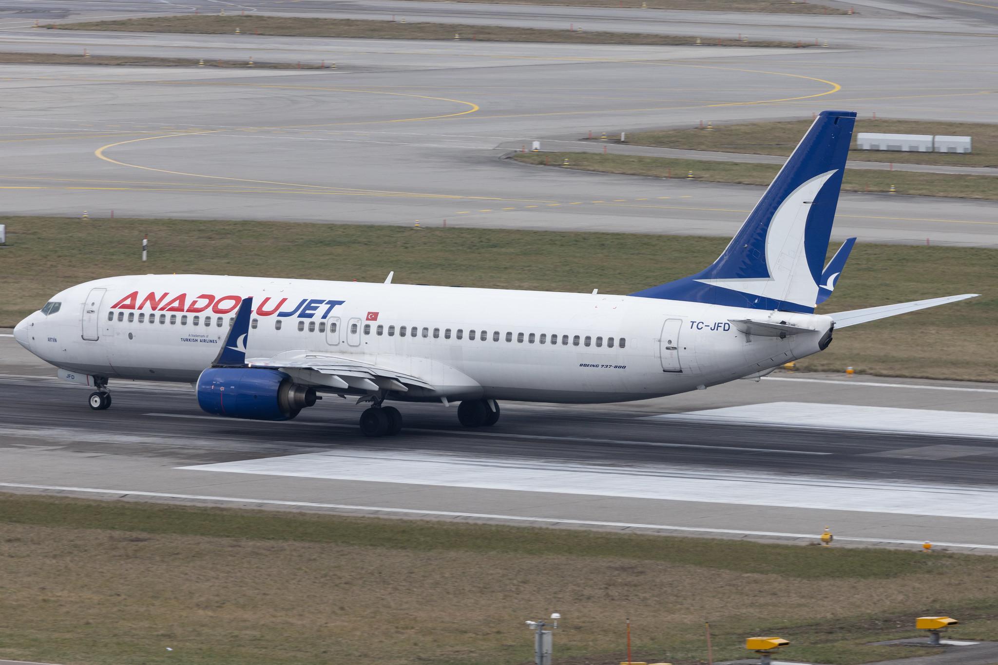 Flughafen Zürich: AnadoluJet (TK / THY) | Operator: Turkish Airlines | Boeing 737-8F2 B738 | TC-JFD | MSN 29766