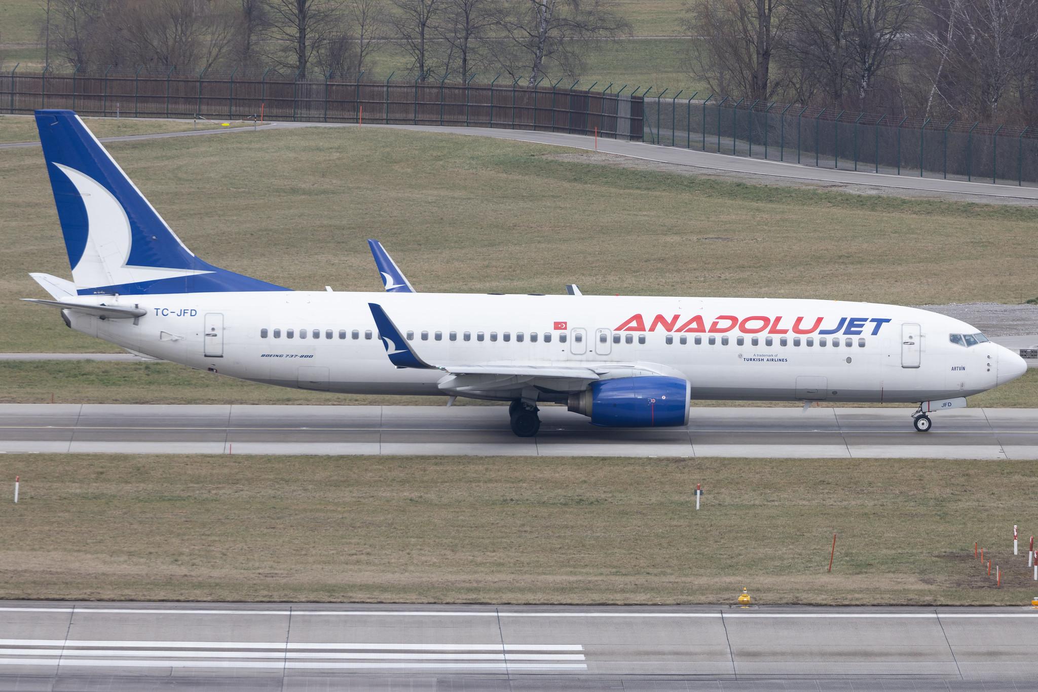 Flughafen Zürich: AnadoluJet (TK / THY) | Operator: Turkish Airlines | Boeing 737-8F2 B738 | TC-JFD | MSN 29766