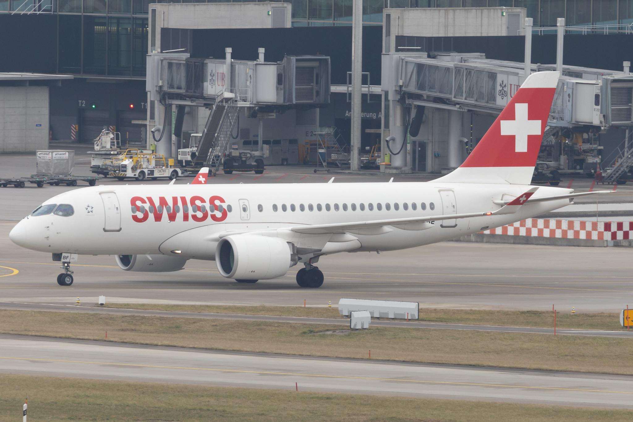 Flughafen Zürich: Swiss (LX / SWR) | Airbus A220-100 BCS1 | HB-JBF | MSN 50015