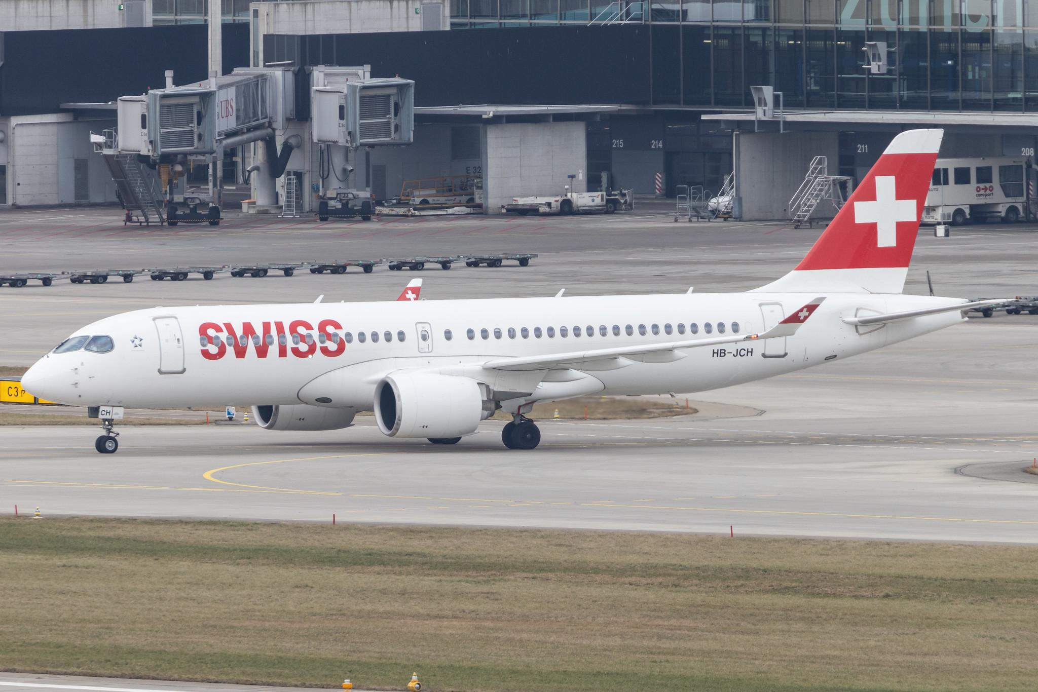 Flughafen Zürich: Swiss (LX / SWR) |   Airbus A220-300 BCS3 | HB-JCH | MSN 55021