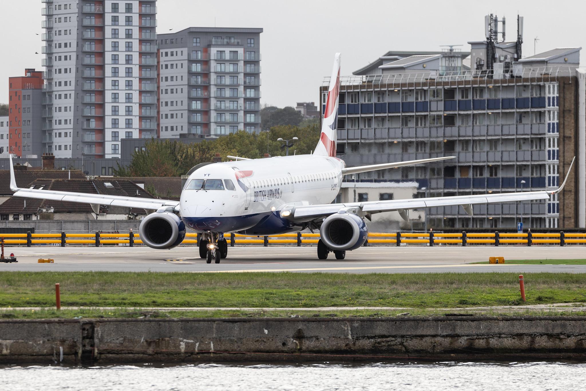 London City Airport: British Airways (BA / BAW) | Operator: BA CityFlyer | Embraer E190SR E190 | G-LCYT | MSN 19000670